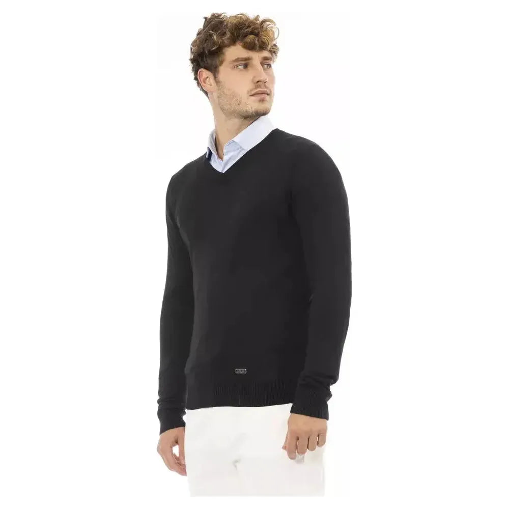Baldinini Trend Black Modal Men Sweater Baldinini Trend Beige