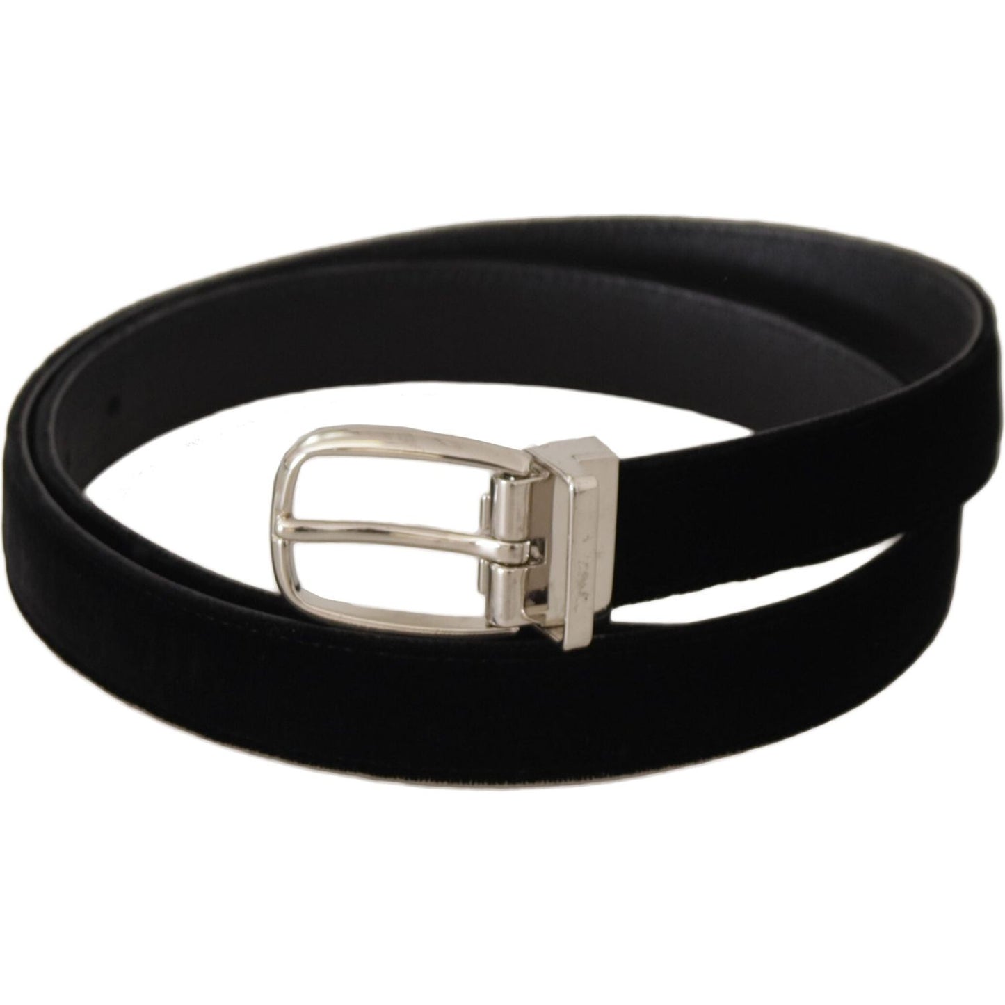 Dolce & Gabbana Elegant Velvet Black Belt with Logo Buckle Dolce & Gabbana Black