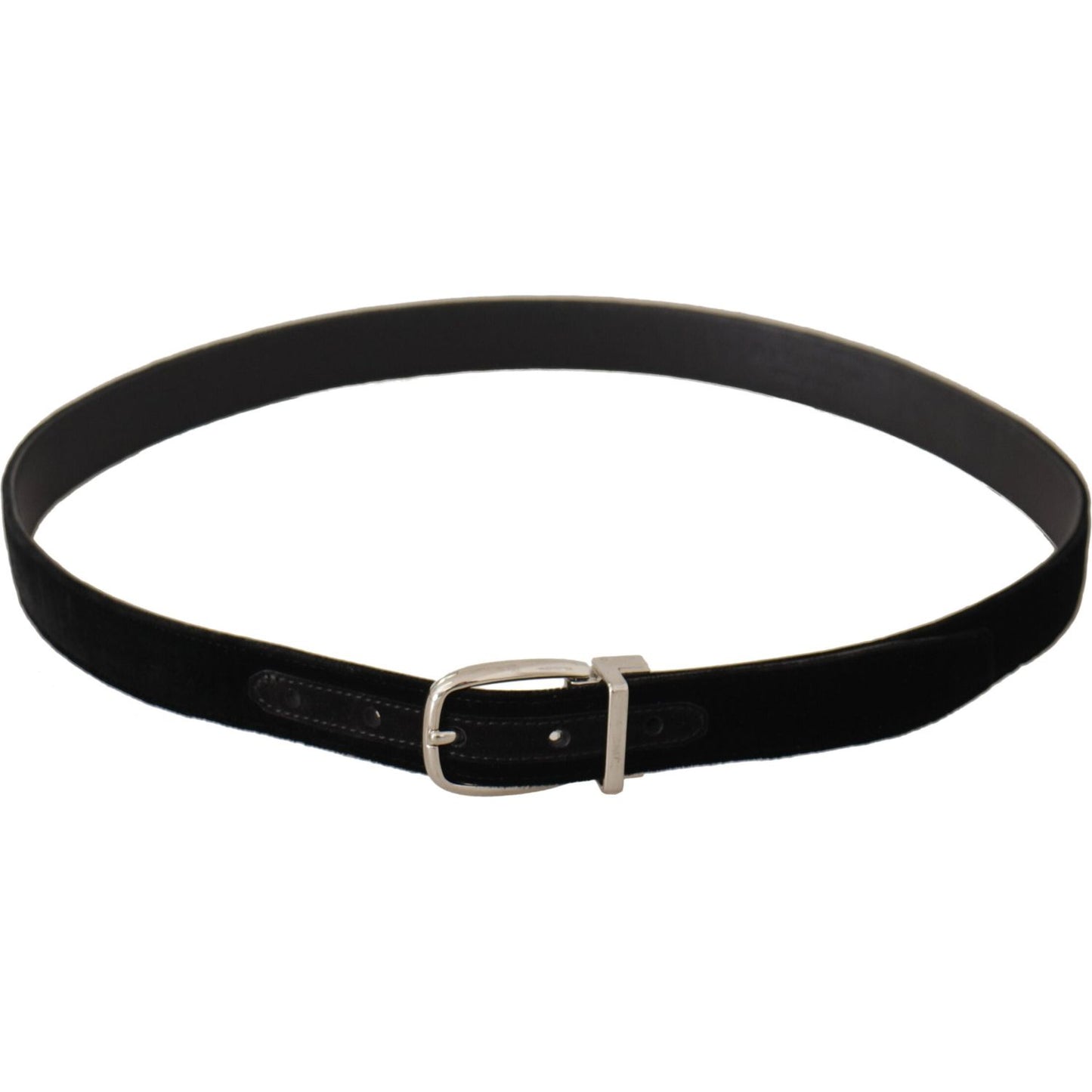 Dolce & Gabbana Elegant Velvet Black Belt with Logo Buckle Dolce & Gabbana Black