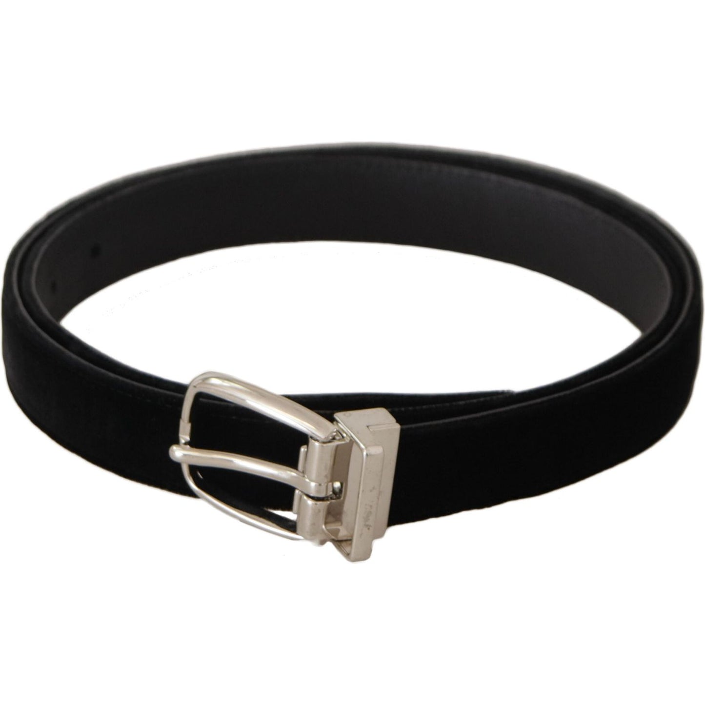 Dolce & Gabbana Elegant Velvet Black Belt with Logo Buckle Dolce & Gabbana Black