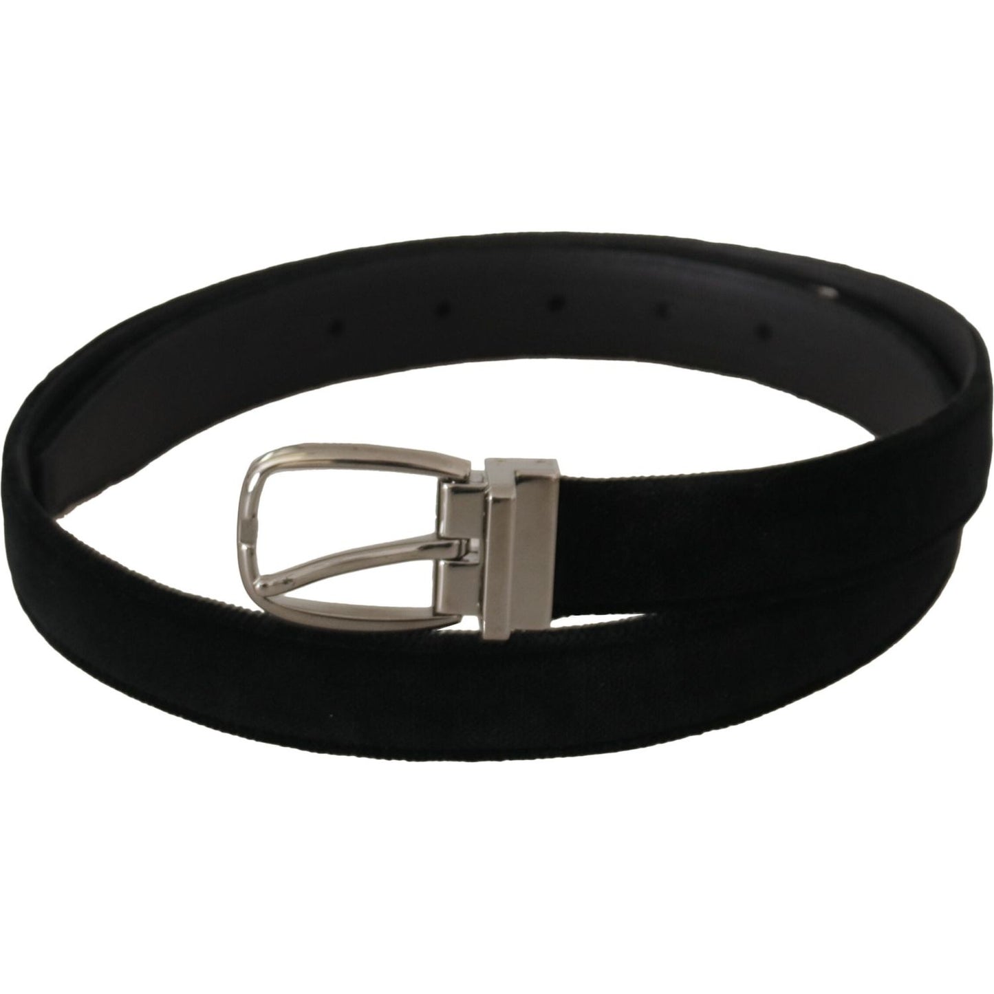 Dolce & Gabbana Elegant Black Velvet Engraved Buckle Belt Dolce & Gabbana Black