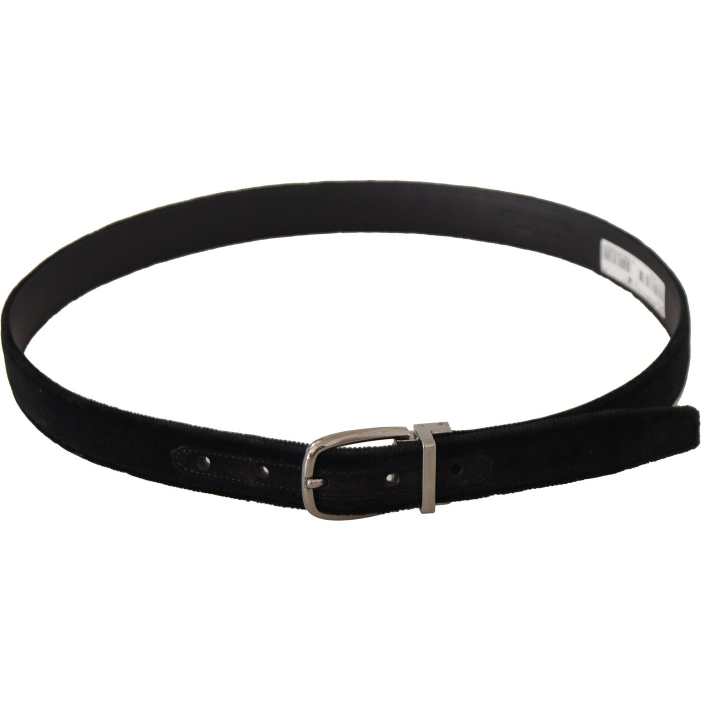 Dolce & Gabbana Elegant Black Velvet Engraved Buckle Belt Dolce & Gabbana Black