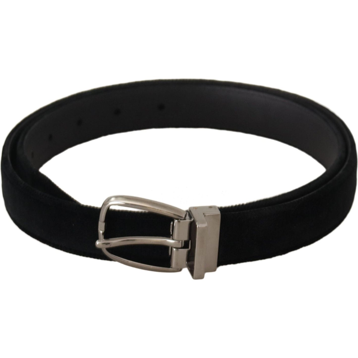Dolce & Gabbana Elegant Black Velvet Engraved Buckle Belt Dolce & Gabbana Black