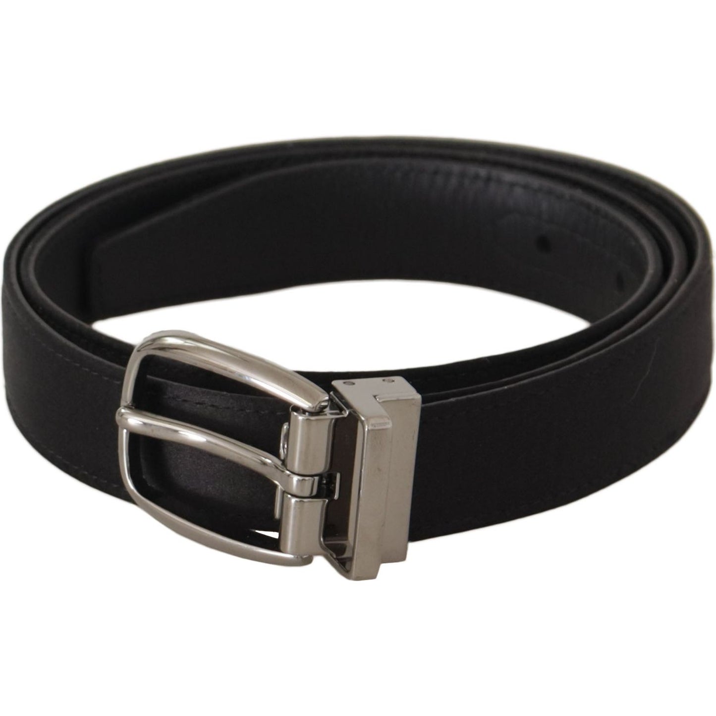 Dolce & Gabbana Elegant Silk Leather Belt with Logo Buckle Dolce & Gabbana Black