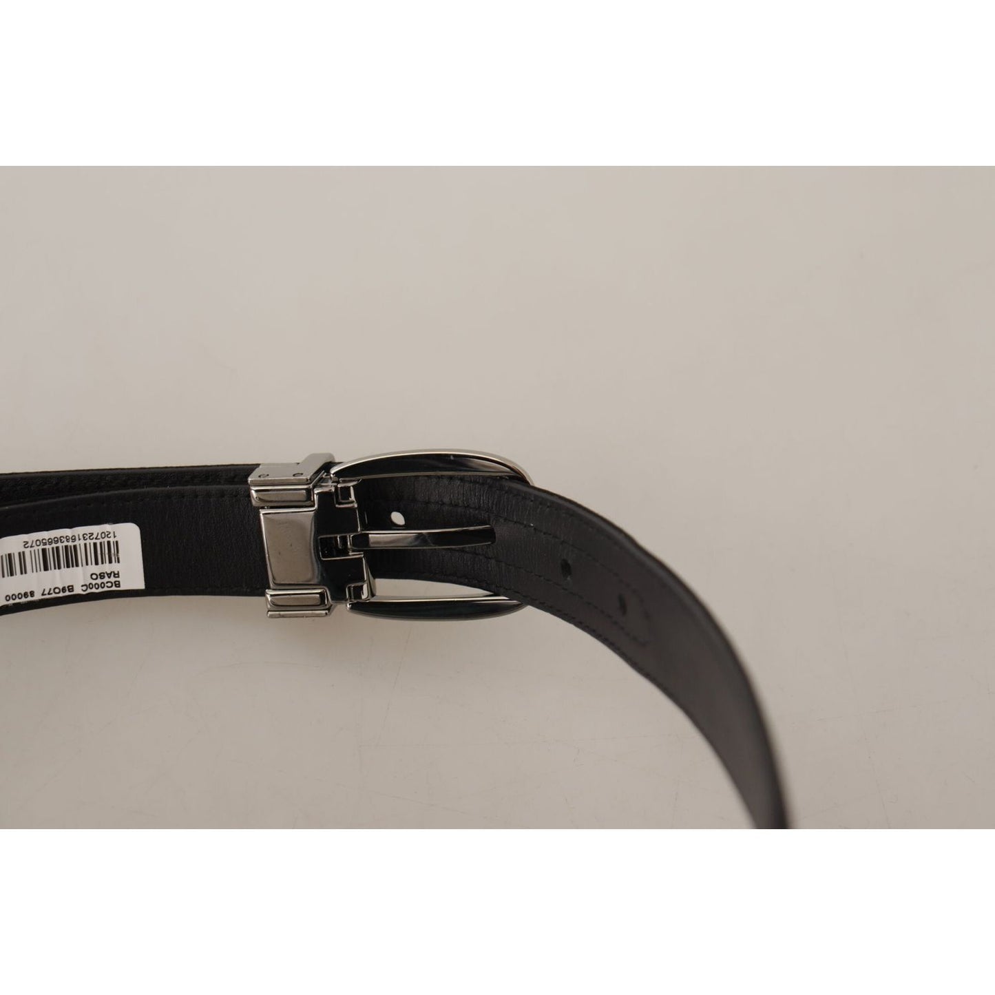 Dolce & Gabbana Elegant Silk Leather Belt with Logo Buckle Dolce & Gabbana Gray