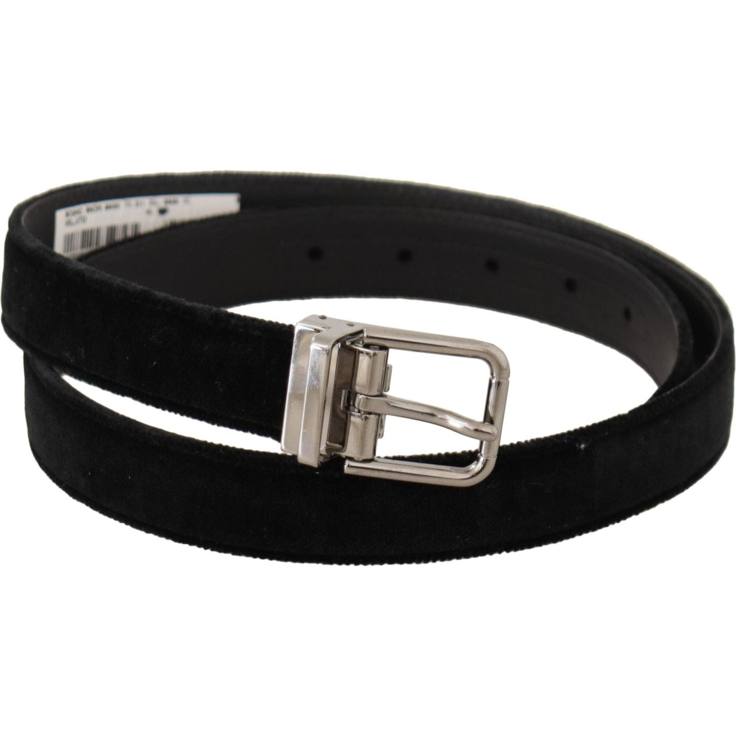 Dolce & Gabbana Elegant Black Velvet Designer Belt Dolce & Gabbana Black
