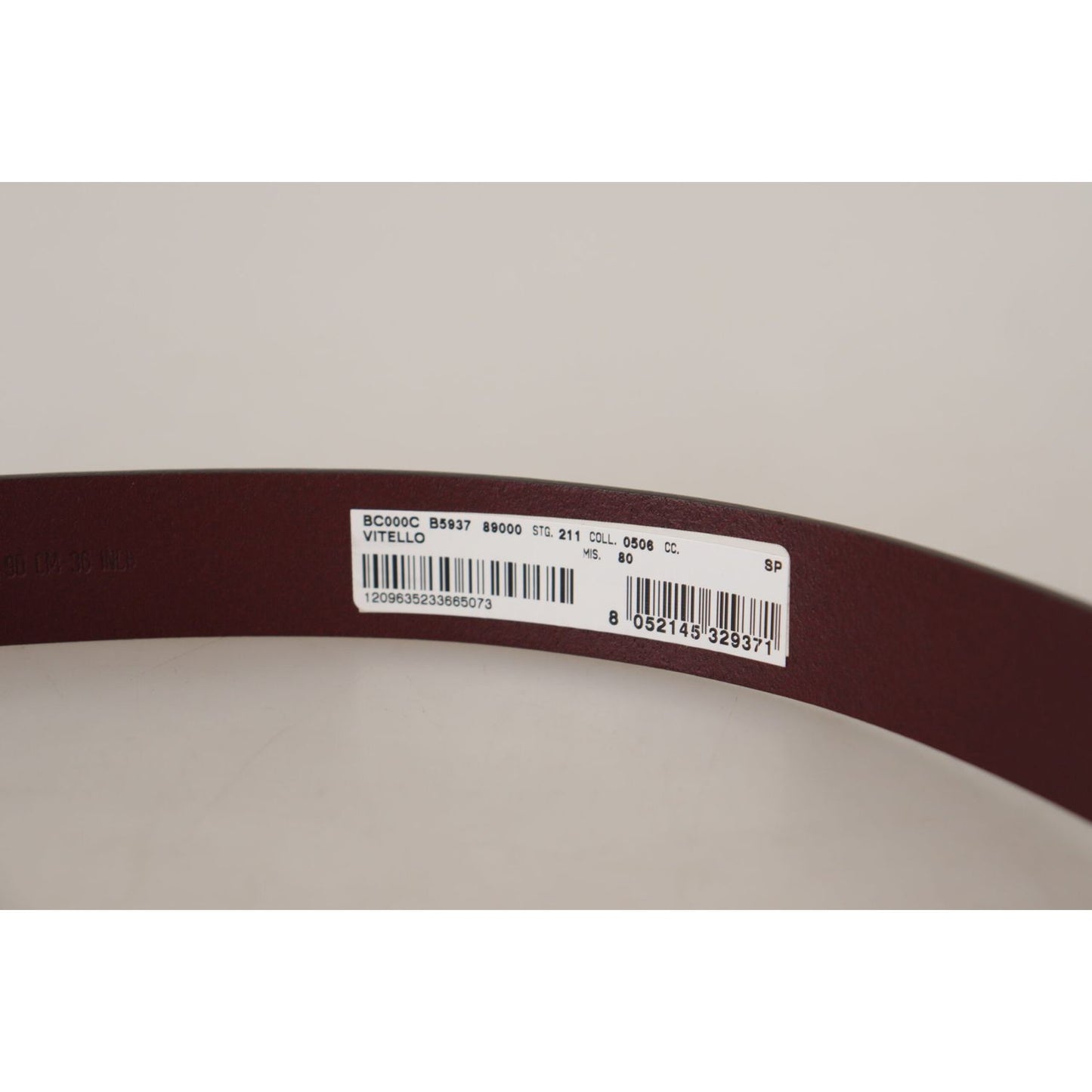 Dolce & Gabbana Maroon Luxe Leather Belt with Metal Buckle Dolce & Gabbana Gray