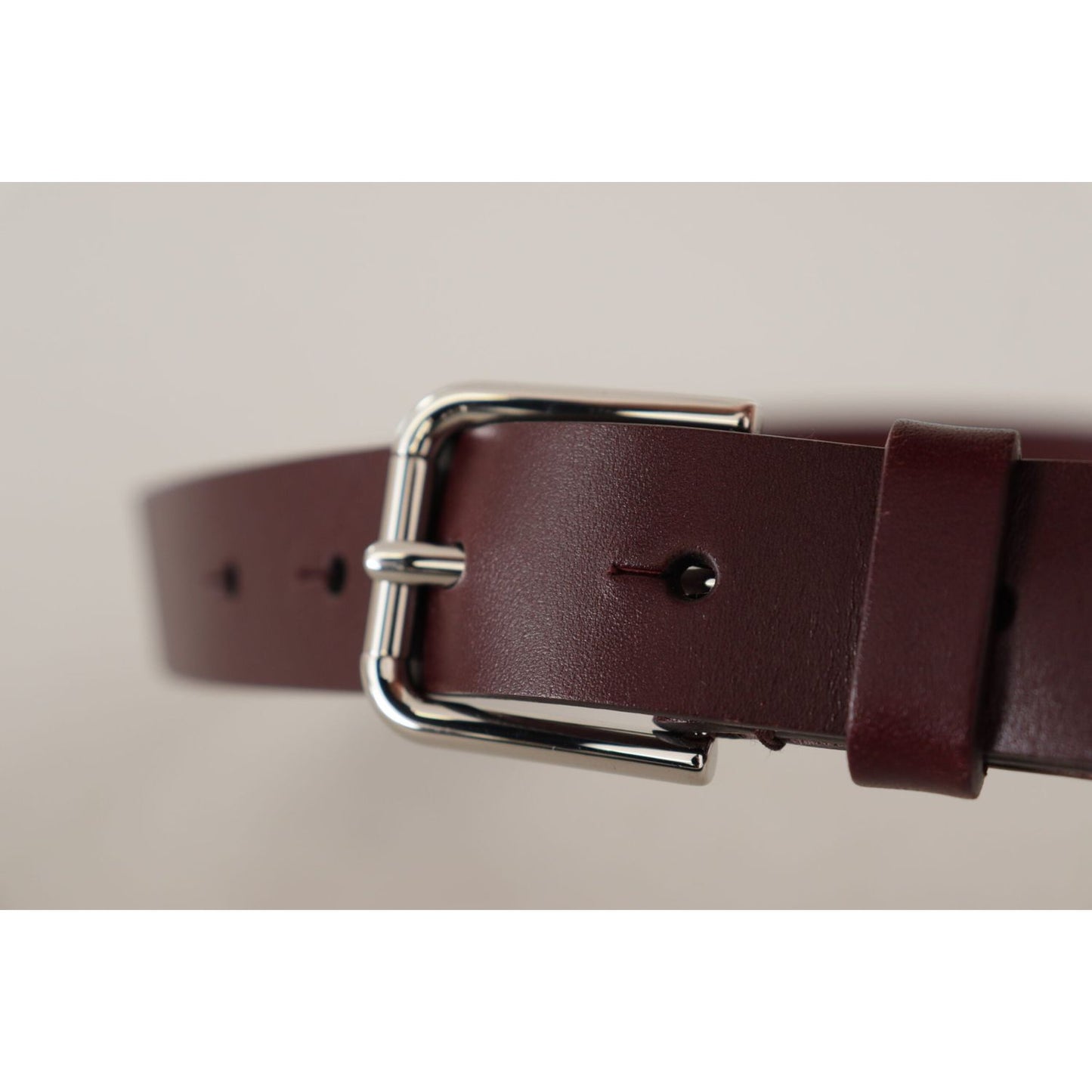 Dolce & Gabbana Maroon Luxe Leather Belt with Metal Buckle Dolce & Gabbana Gray
