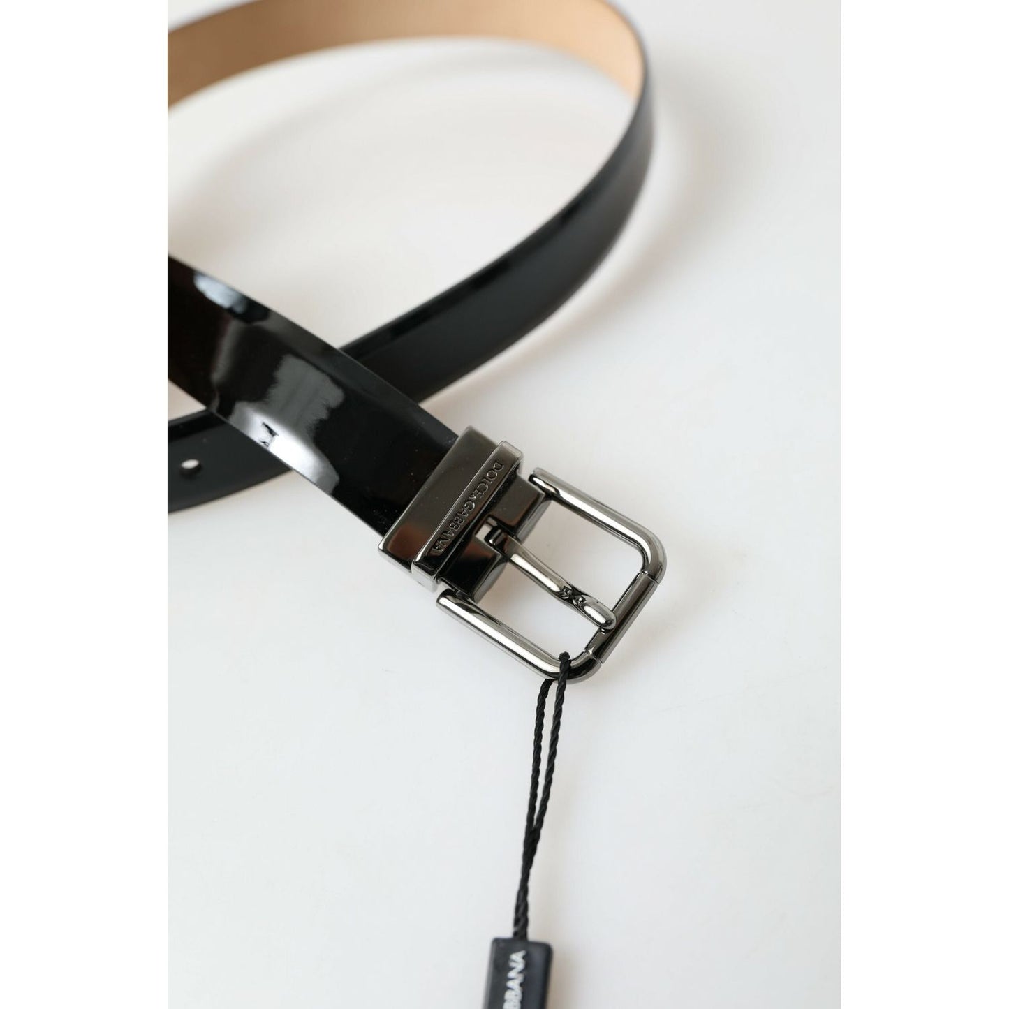 Dolce & Gabbana Elegant Black Leather Belt with Metal Buckle Dolce & Gabbana Light Gray