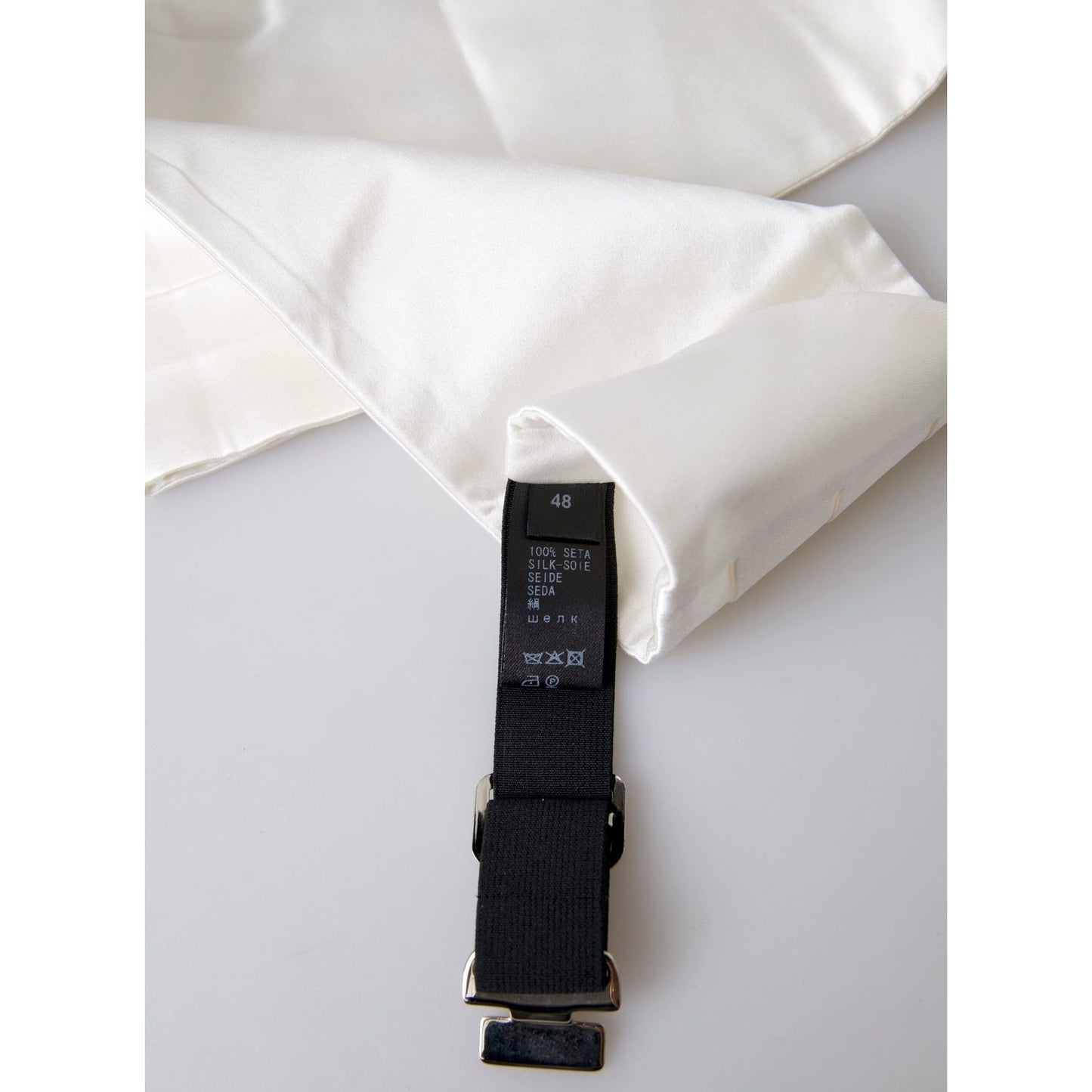 Dolce & Gabbana Elegant White Silk Cummerbund Dolce & Gabbana Light Gray