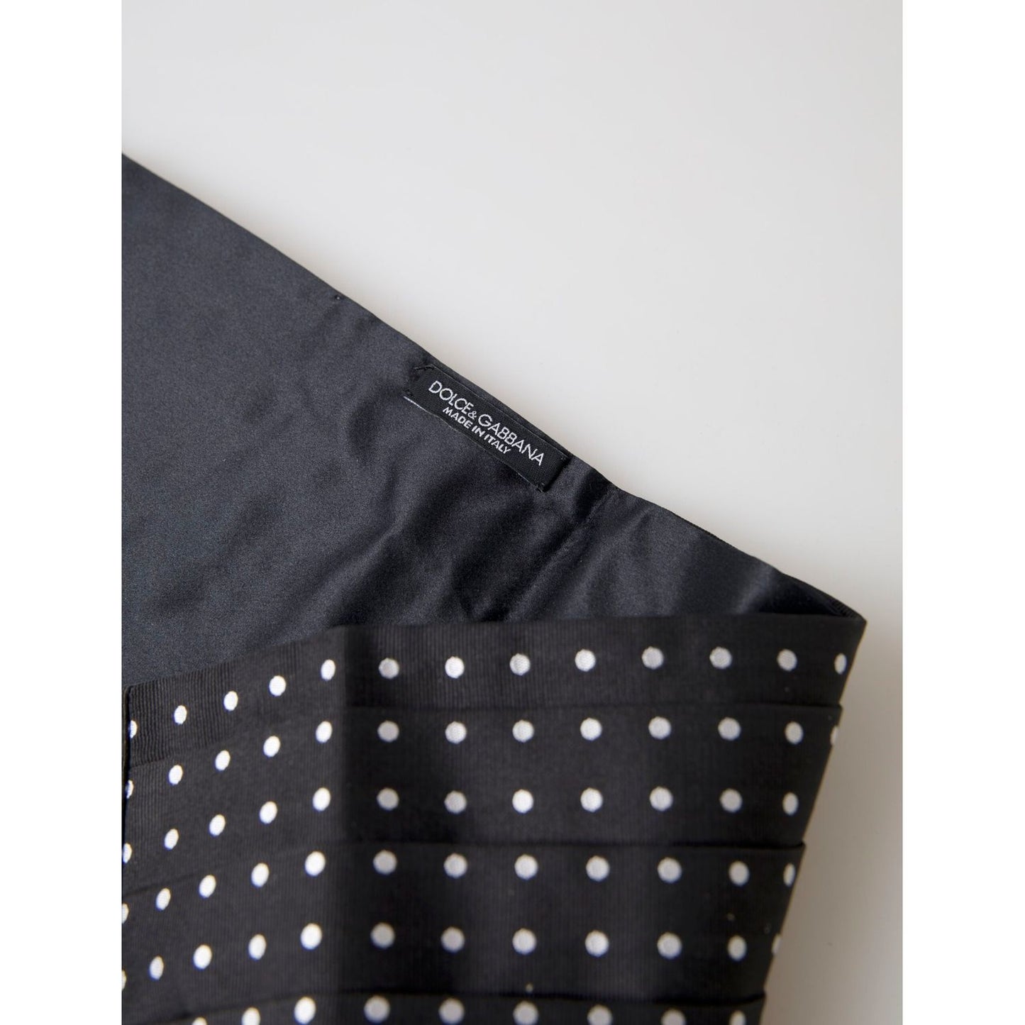 Dolce & Gabbana Elegant Silk Black & White Polka Dot Cummerbund Dolce & Gabbana Dark Slate Gray