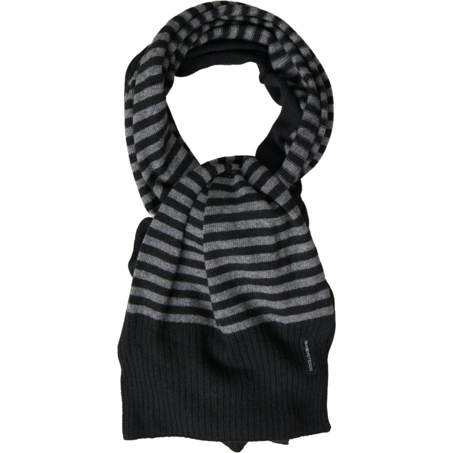 Dolce & Gabbana Elegant Striped Wool Blend Men's Scarf Dolce & Gabbana Black
