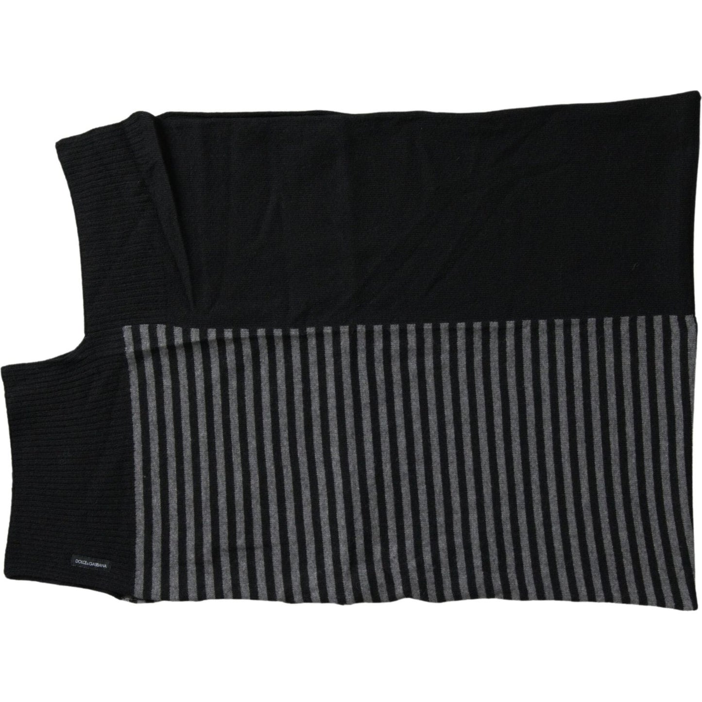 Dolce & Gabbana Elegant Striped Wool Blend Men's Scarf Dolce & Gabbana Black