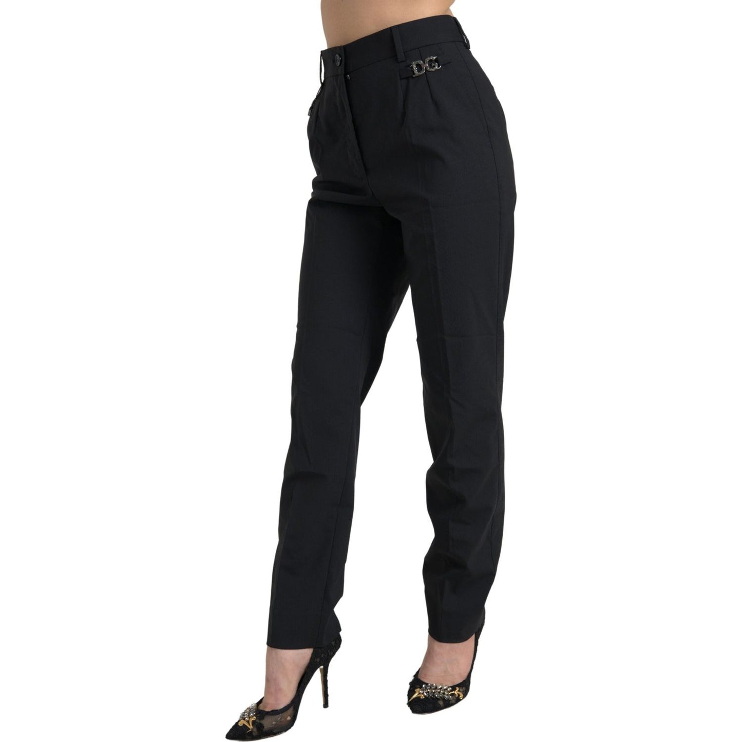 Dolce & Gabbana Elegant High-Waist Tapered Wool Pants Dolce & Gabbana Black