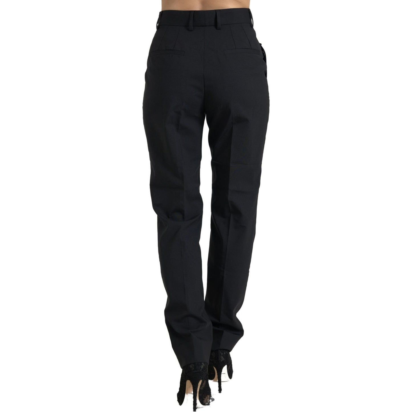 Dolce & Gabbana Elegant High-Waist Tapered Wool Pants Dolce & Gabbana Black