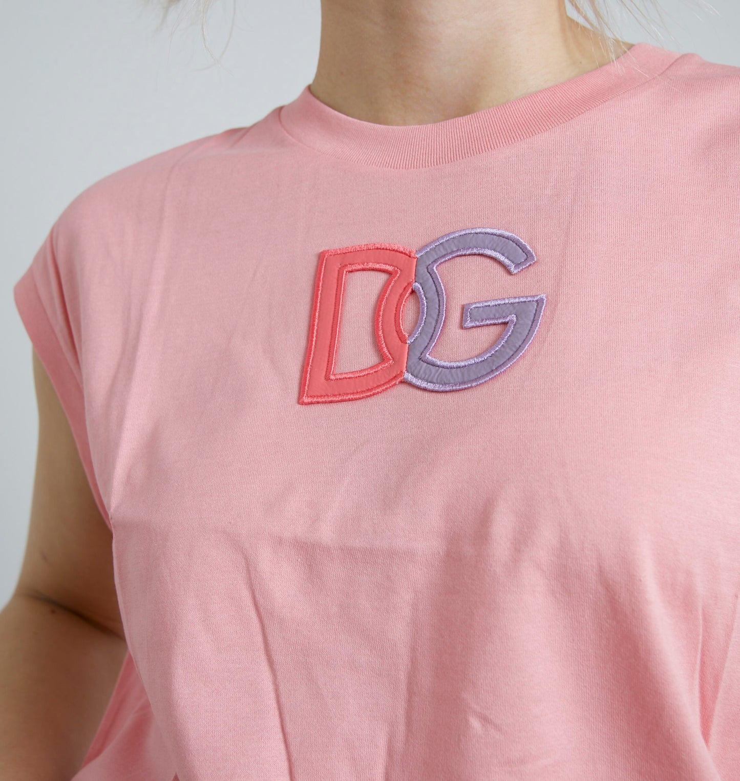 Dolce & Gabbana Elegant Pink Cotton Crew Neck Tank Top Dolce & Gabbana Gray