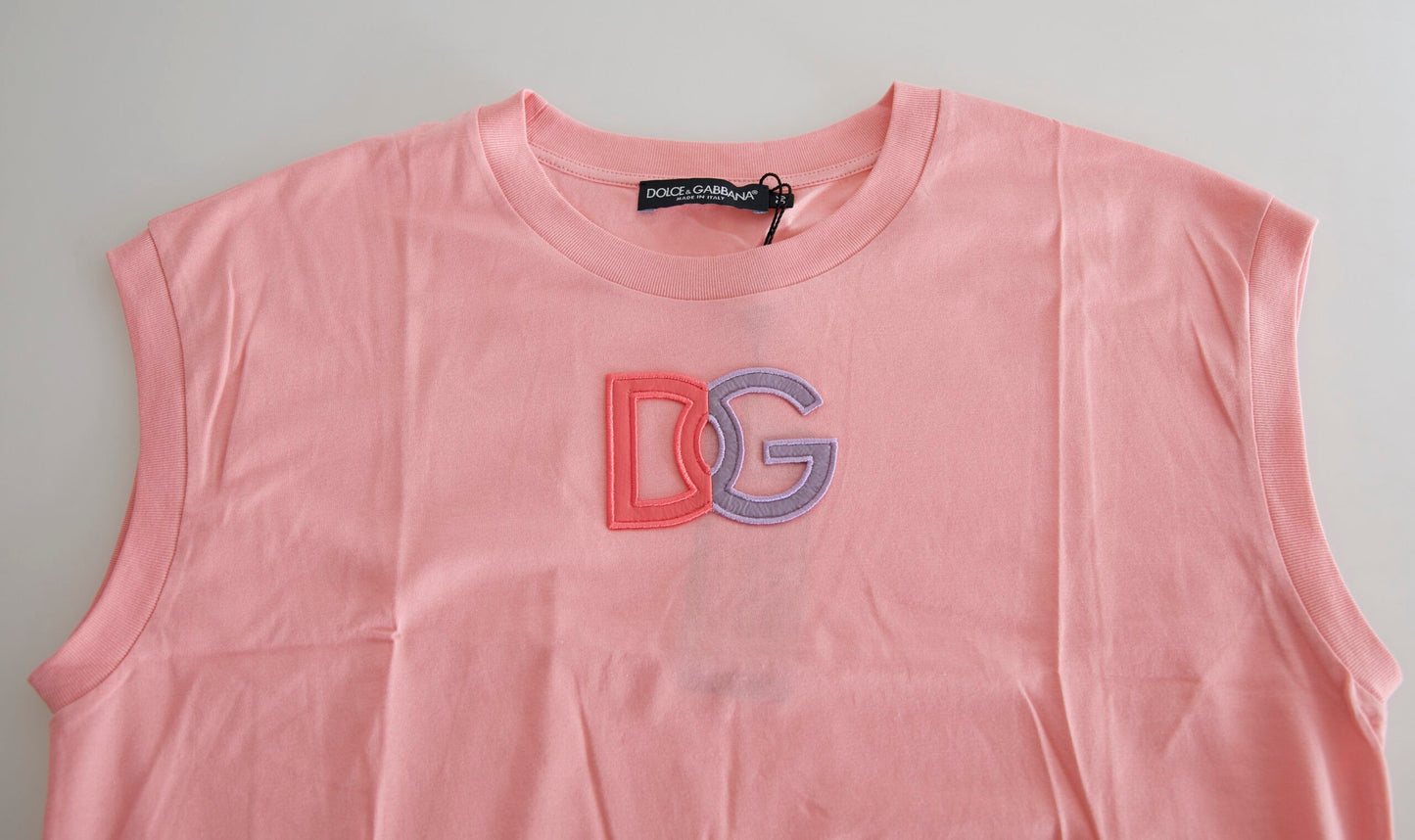 Dolce & Gabbana Elegant Pink Cotton Crew Neck Tank Top Dolce & Gabbana Rosy Brown
