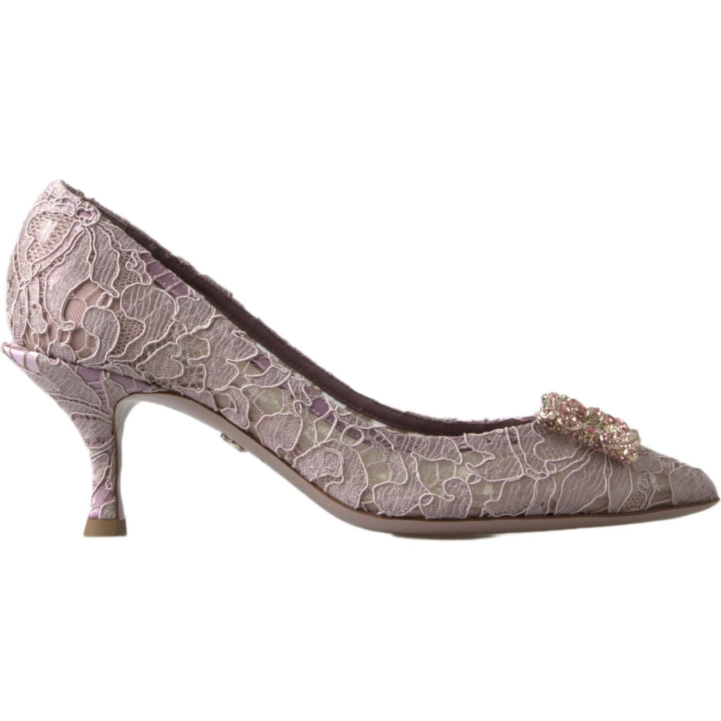 Dolce & Gabbana Elegant Pink Crystal Embellished Heels Dolce & Gabbana Slate Gray
