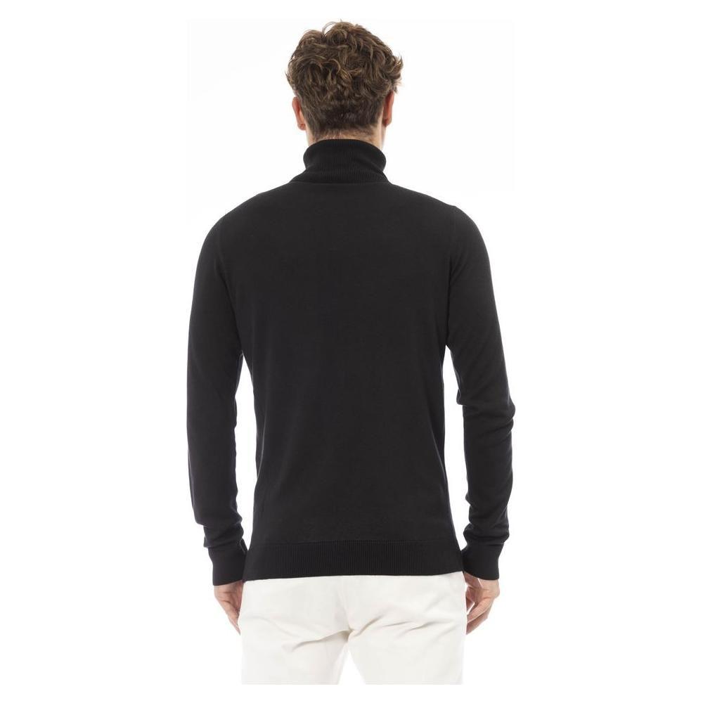 Baldinini Trend Black Modal Men Sweater Baldinini Trend Dark Slate Gray