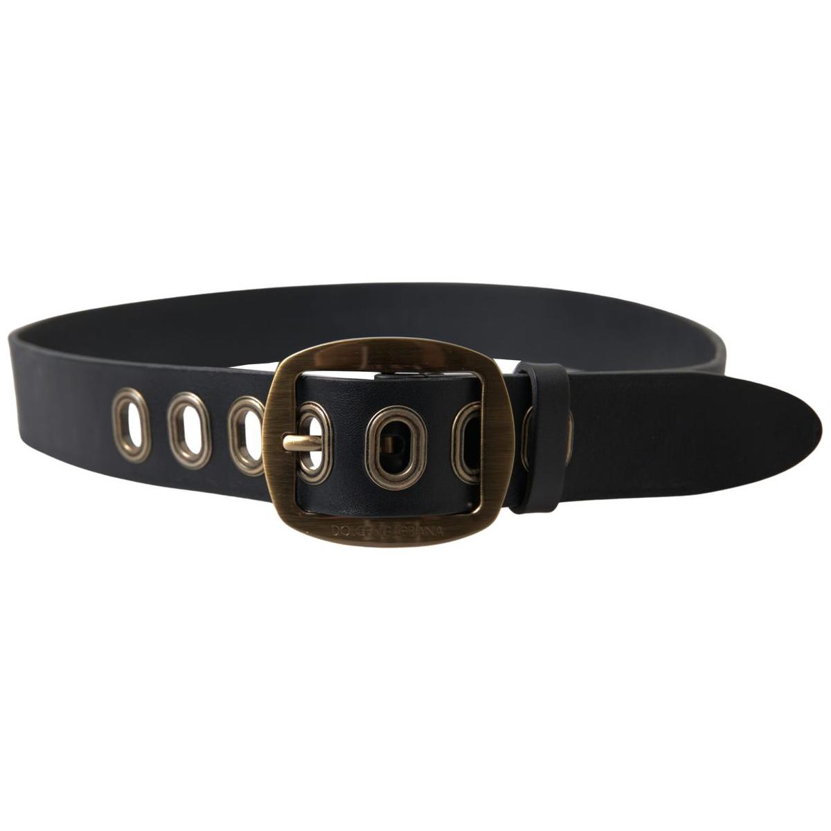 Dolce & Gabbana Sleek Italian Leather Belt with Metal Buckle Dolce & Gabbana Dark Slate Gray