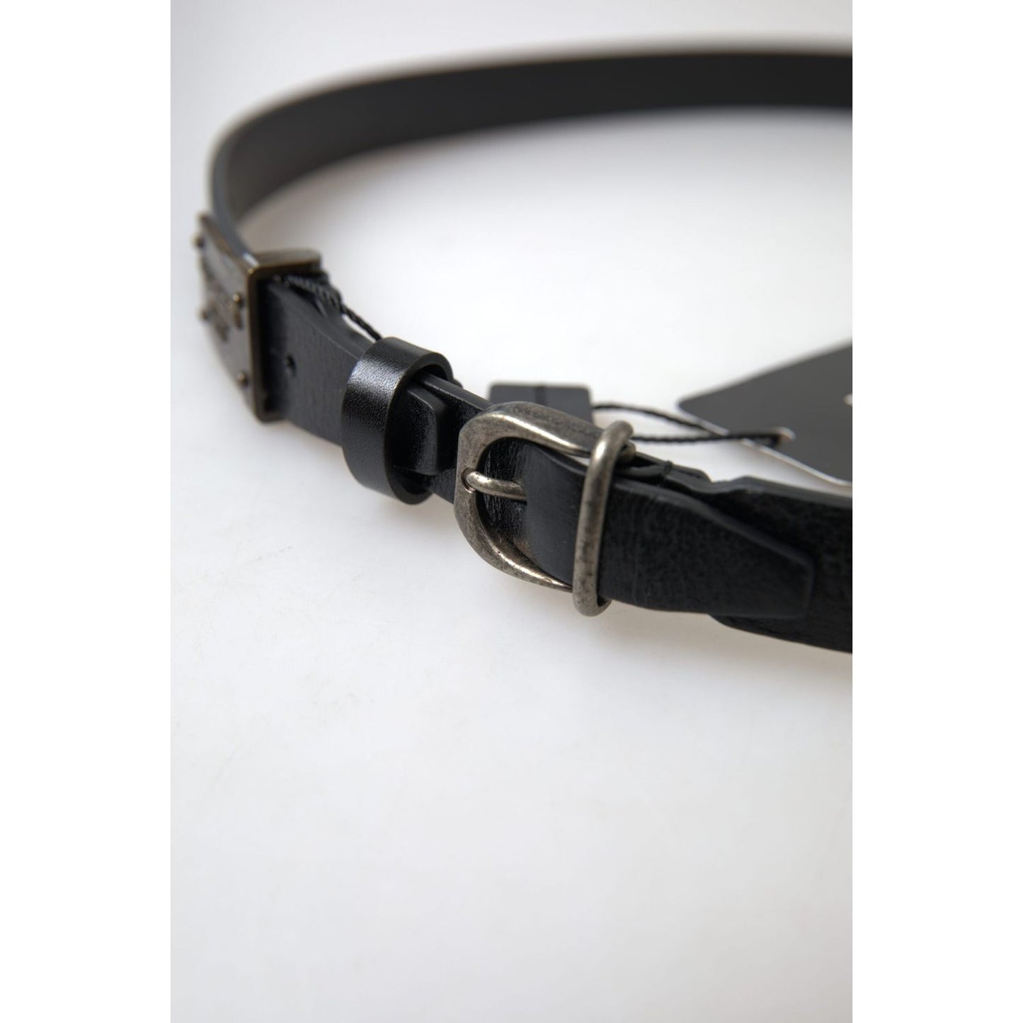 Dolce & Gabbana Elegant Black Leather Belt - Metal Buckle Closure Dolce & Gabbana Dark Slate Gray