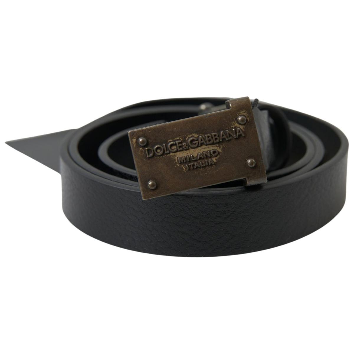 Dolce & Gabbana Elegant Black Leather Belt - Metal Buckle Closure Dolce & Gabbana Dark Slate Gray
