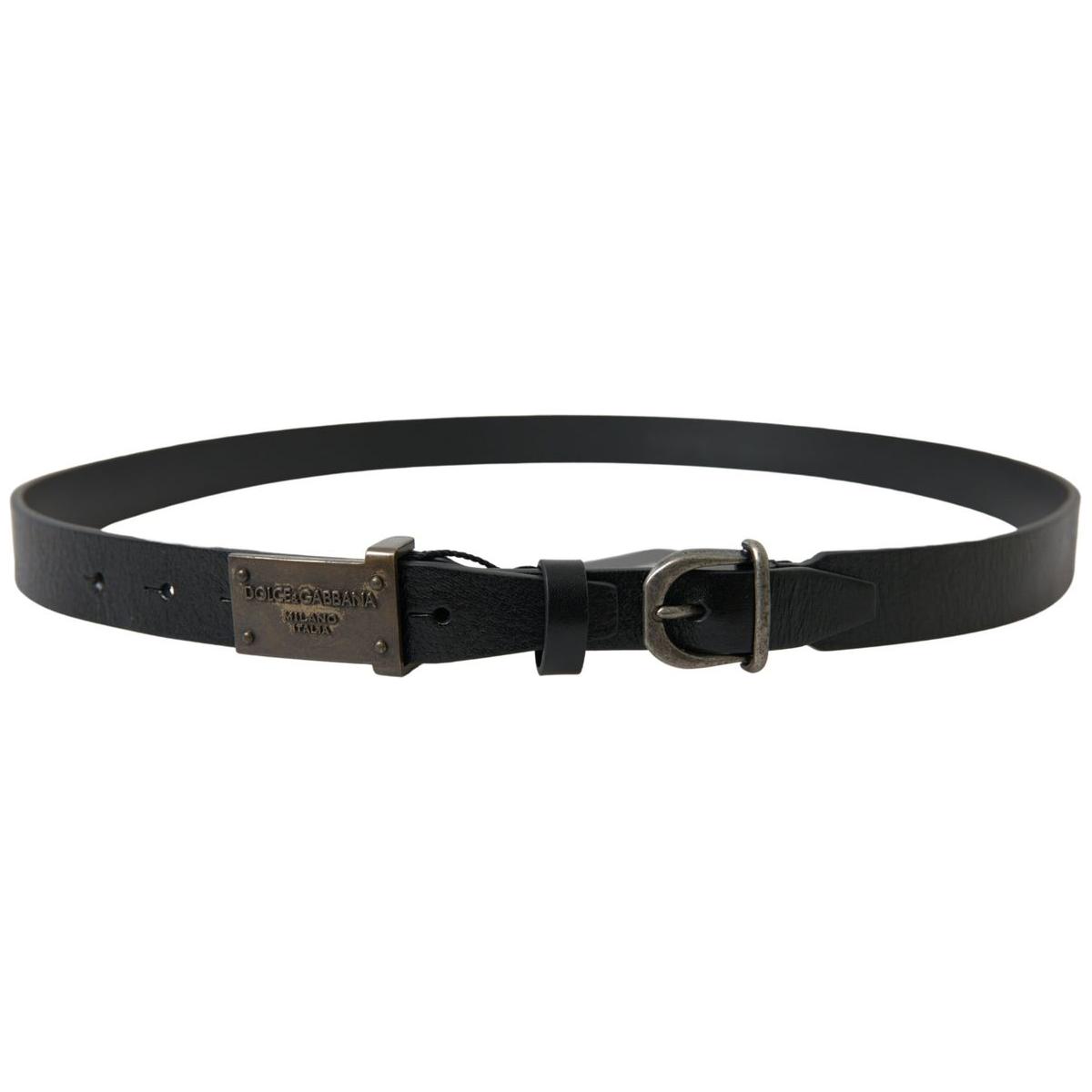 Dolce & Gabbana Elegant Black Leather Belt - Metal Buckle Closure Dolce & Gabbana Dark Slate Gray