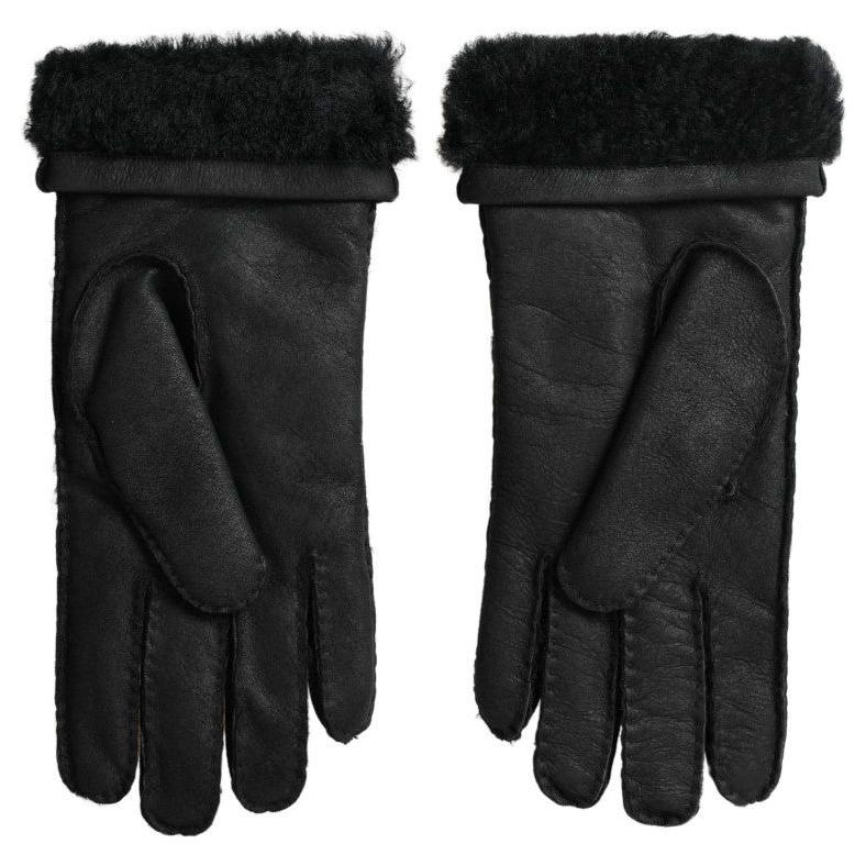 Dolce & Gabbana Elegant Black Leather Winter Gloves Dolce & Gabbana Black