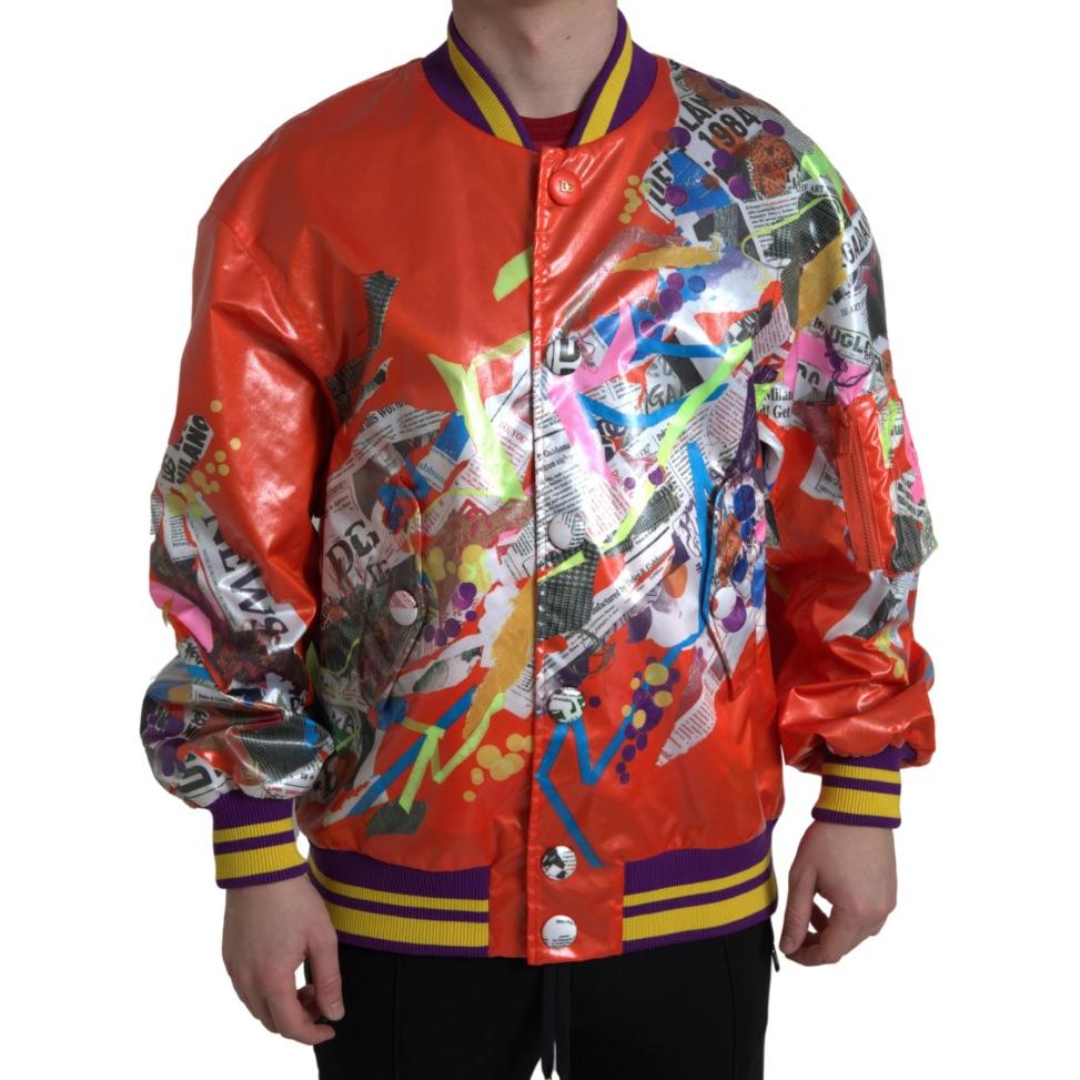 Dolce & Gabbana Elegant Orange Bomber Jacket - Men's Luxury Outerwear Dolce & Gabbana Sienna