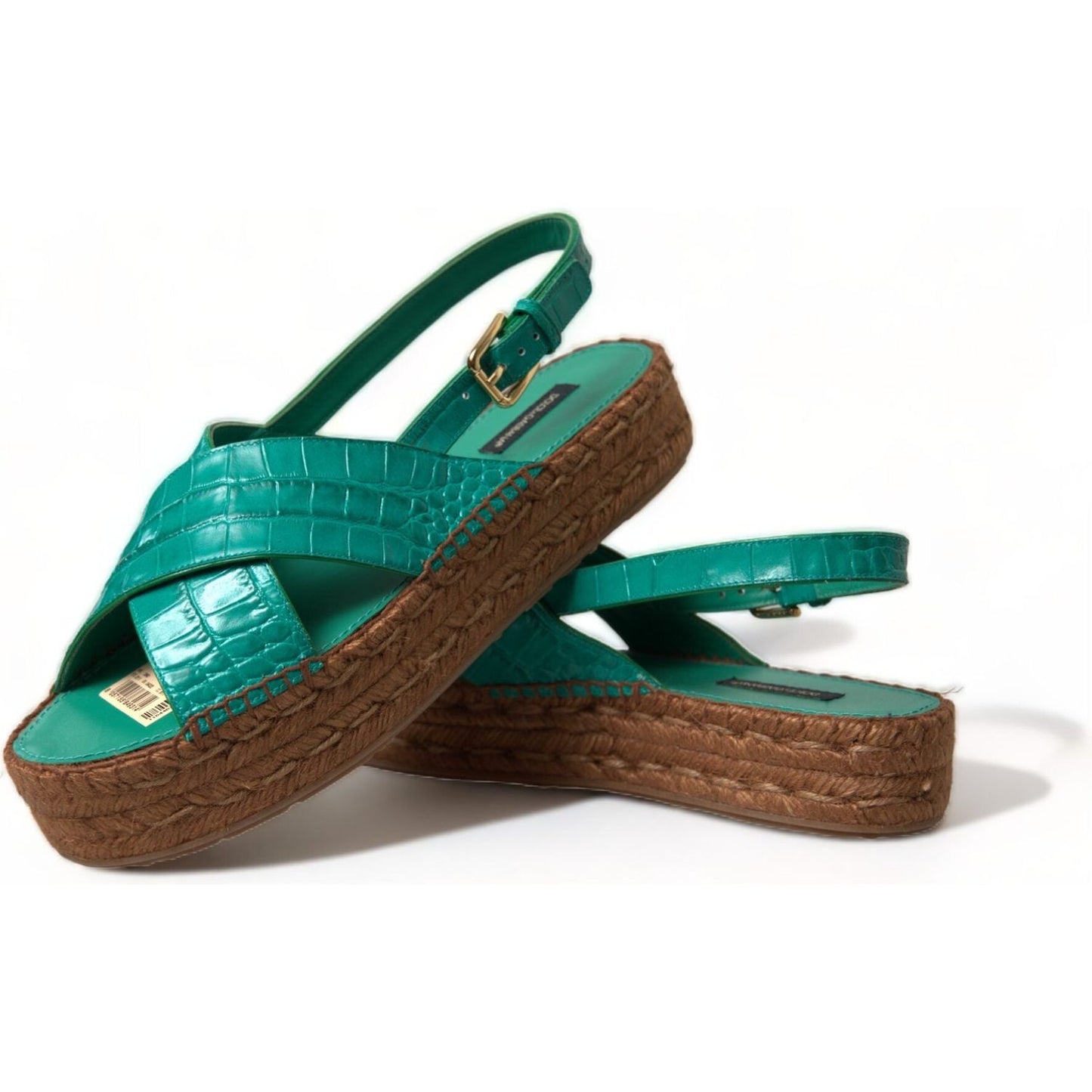 Dolce & Gabbana Elegant Green Espadrille Platform Sandals Dolce & Gabbana Dark Slate Gray