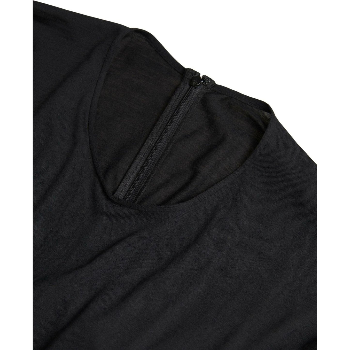Dolce & Gabbana Elegant Black Wool Wrap Dress Dolce & Gabbana Black