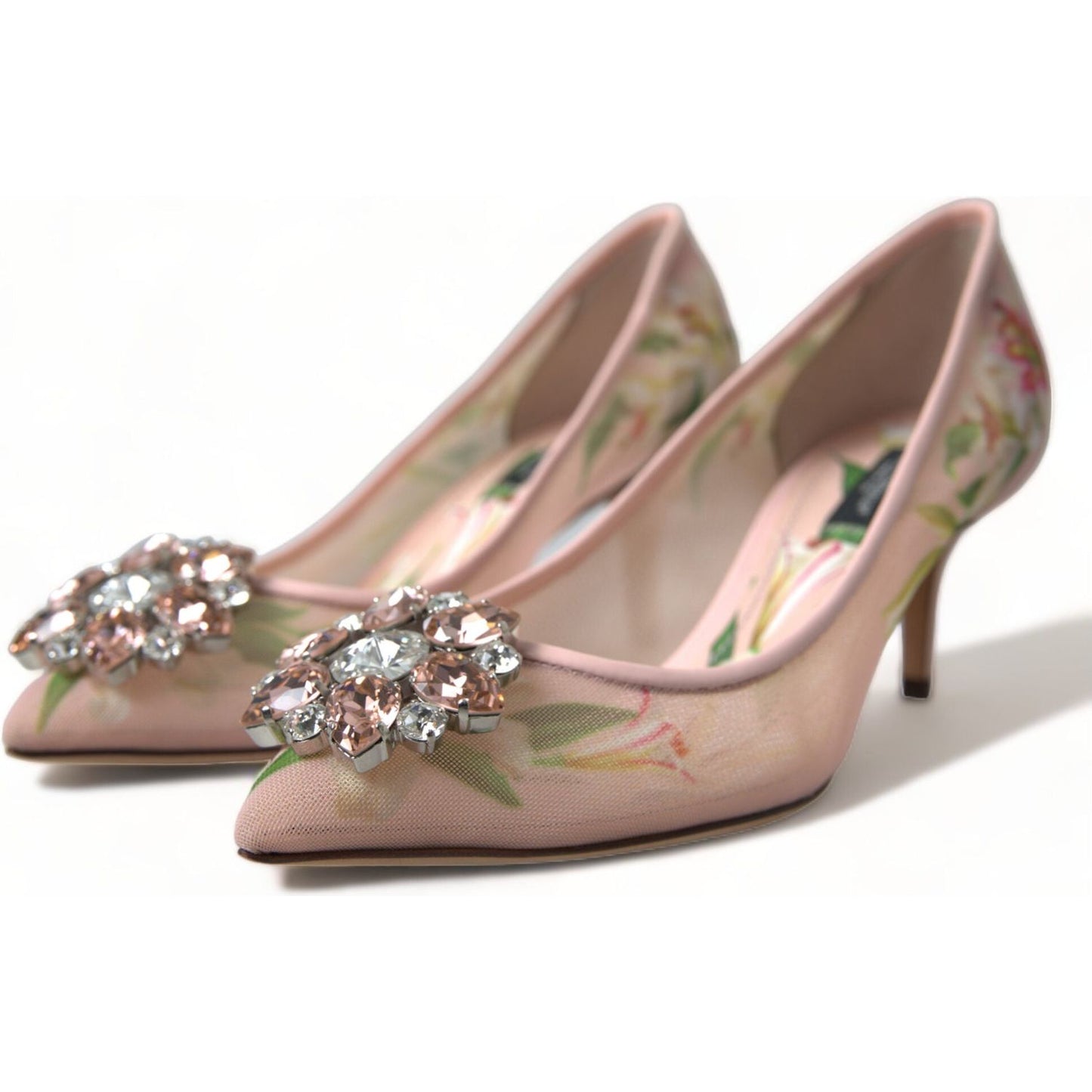 Dolce & Gabbana Elegant Pink Floral Crystal Pumps Dolce & Gabbana Rosy Brown