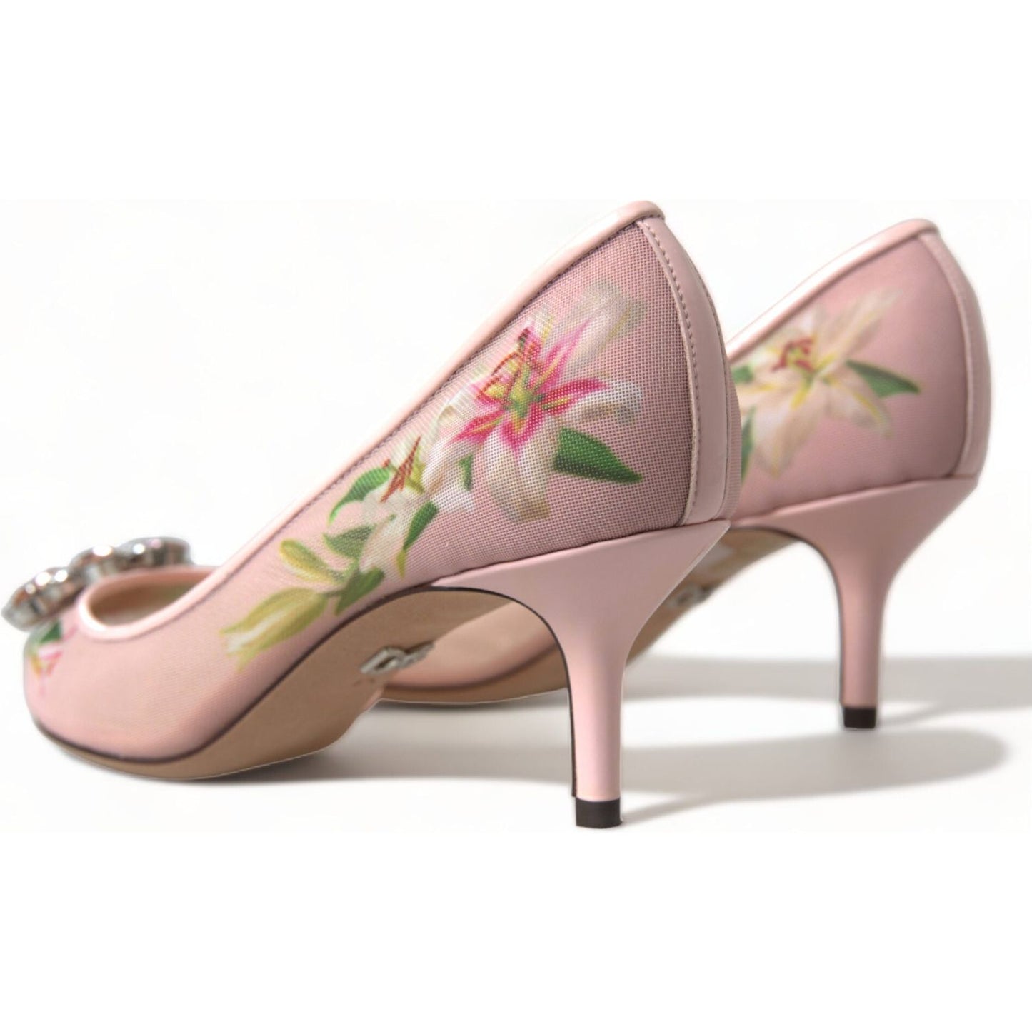 Dolce & Gabbana Elegant Pink Floral Crystal Pumps Dolce & Gabbana Rosy Brown