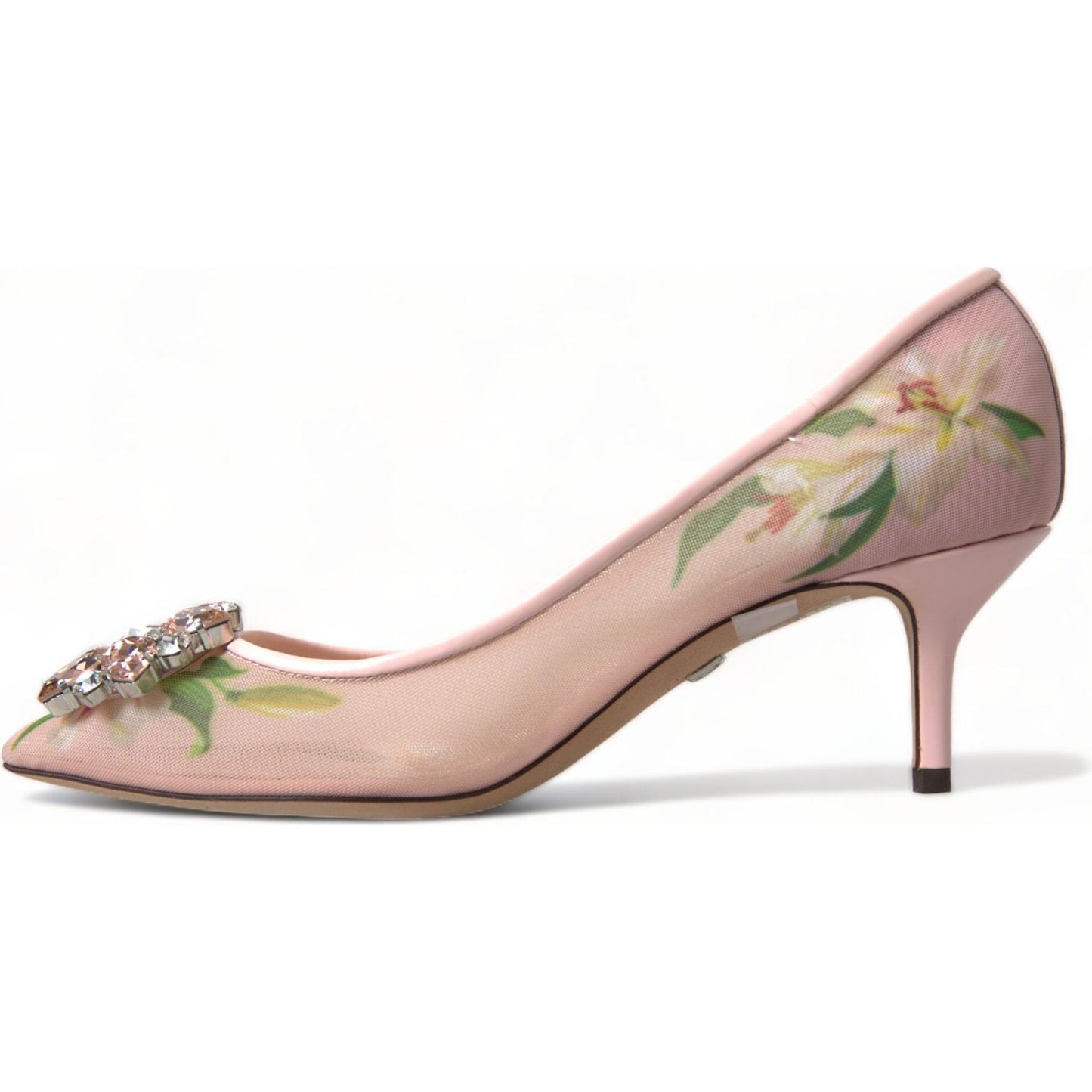 Dolce & Gabbana Elegant Pink Floral Crystal Pumps Dolce & Gabbana Rosy Brown