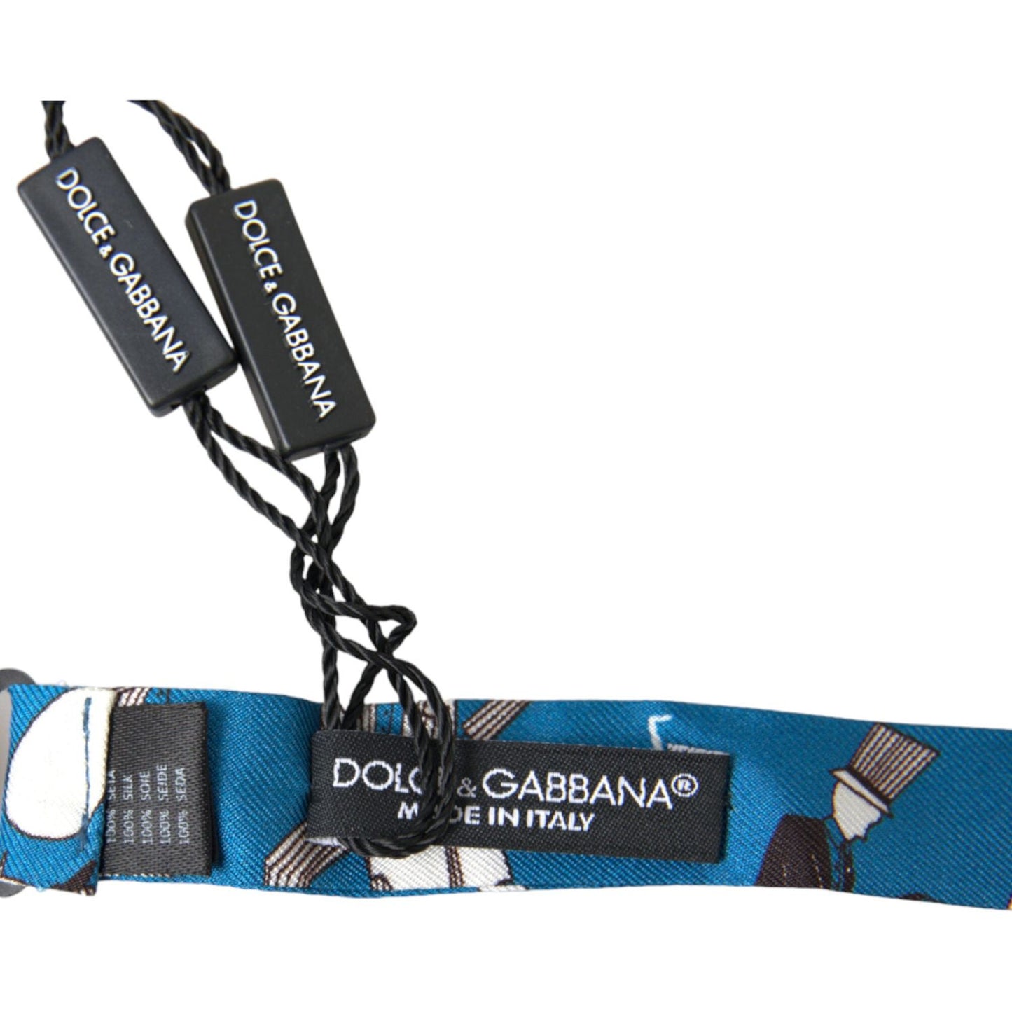 Dolce & Gabbana Blue Jazz Club Silk Adjustable Neck Papillon Bow Tie