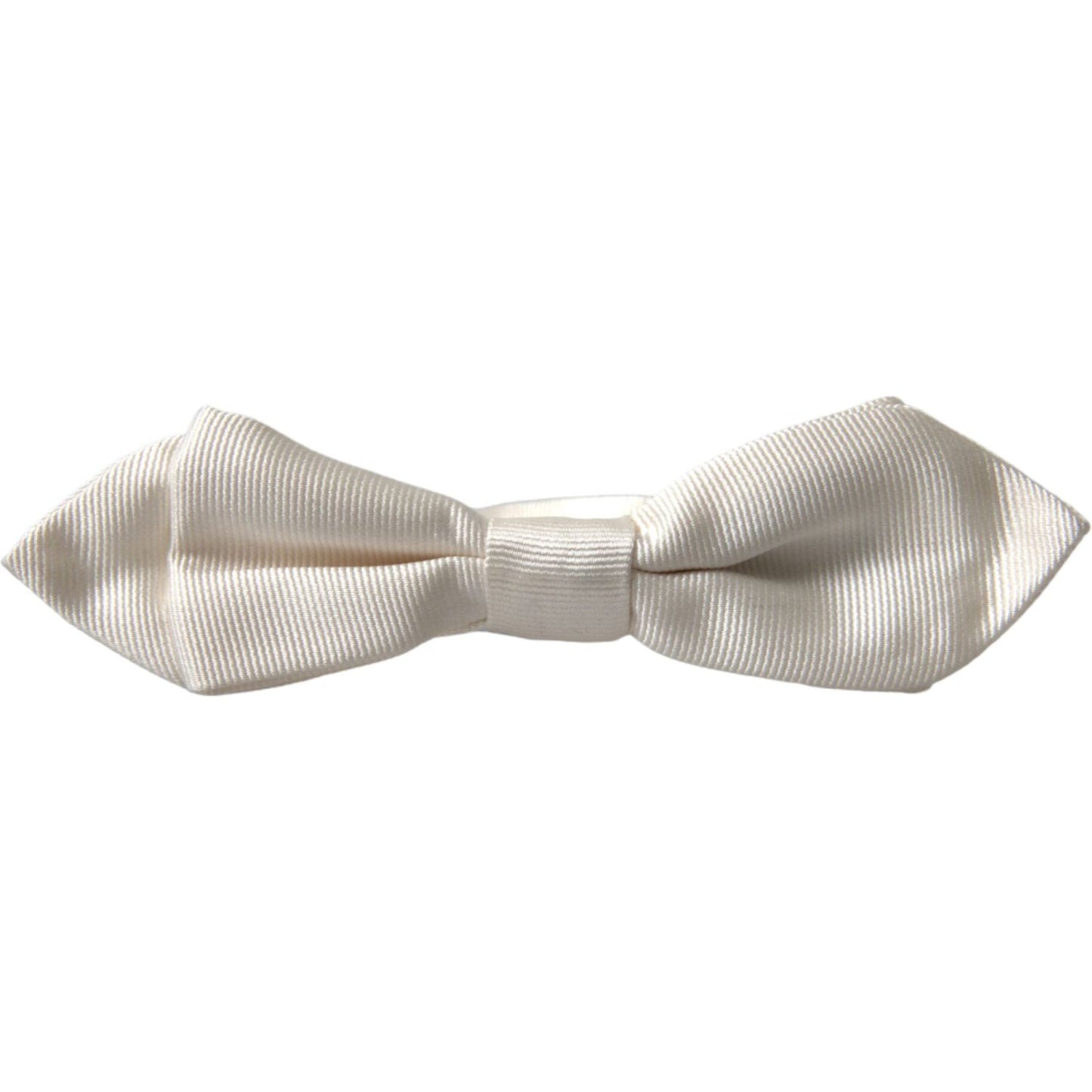 Dolce & Gabbana Elegant White Silk Bow Tie Dolce & Gabbana Dark Gray