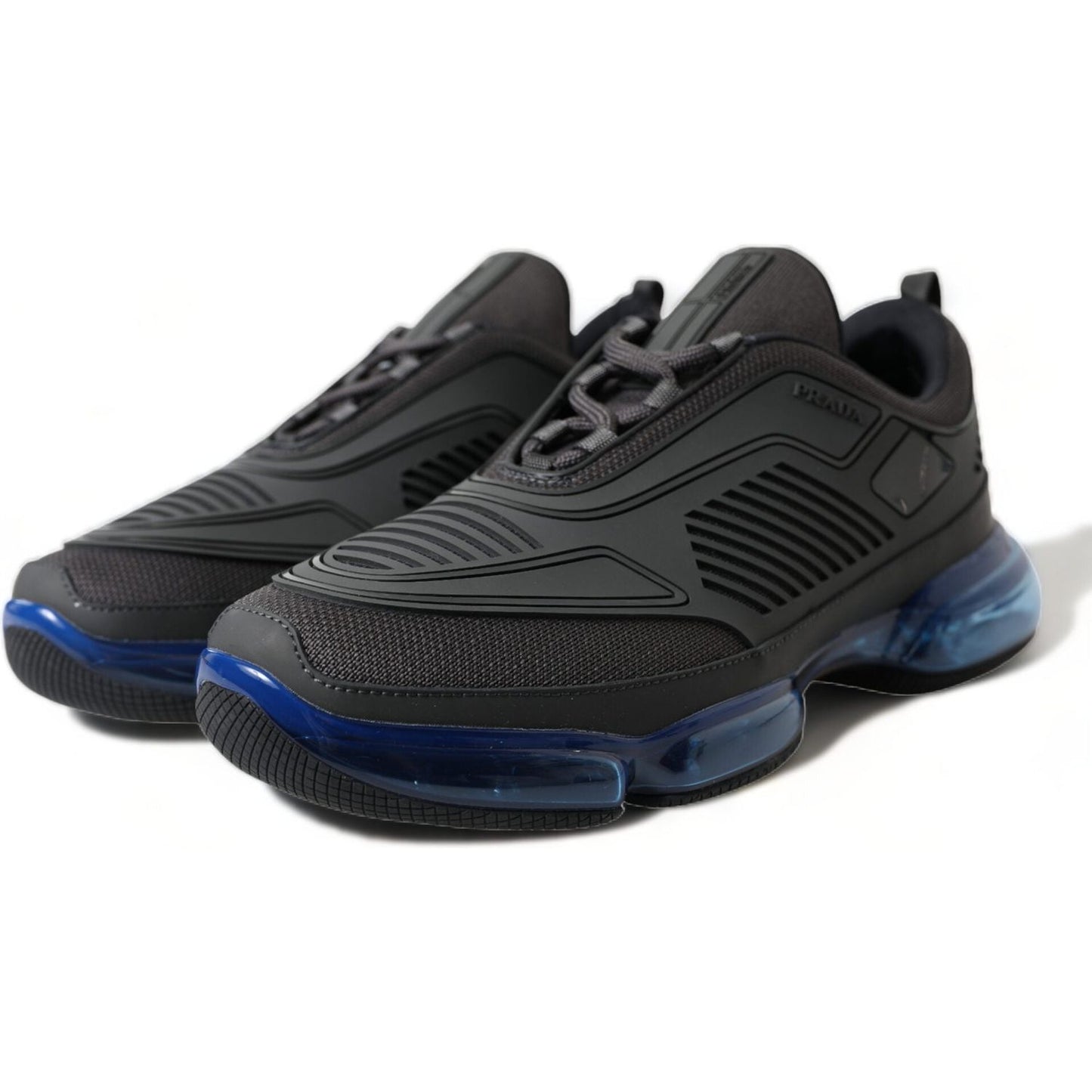 Prada Elegant Men's Black Mesh Sneakers Prada Dark Slate Gray