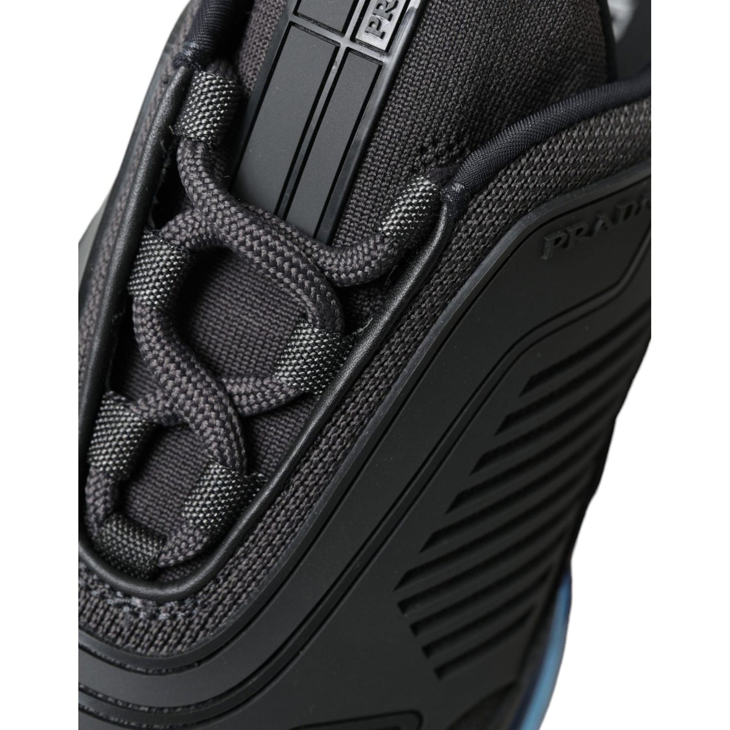 Prada Elegant Men's Black Mesh Sneakers Prada Dark Slate Gray
