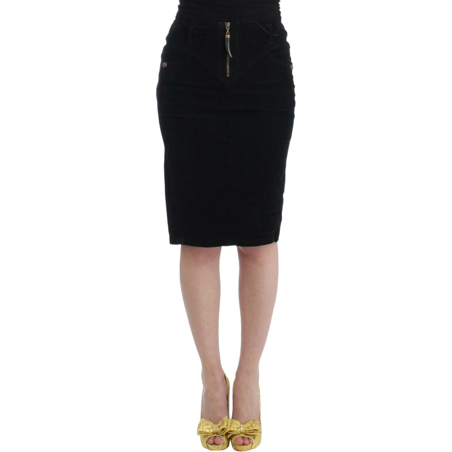 Cavalli Elegant Black Pencil Skirt for Sophisticated Style Cavalli Rosy Brown