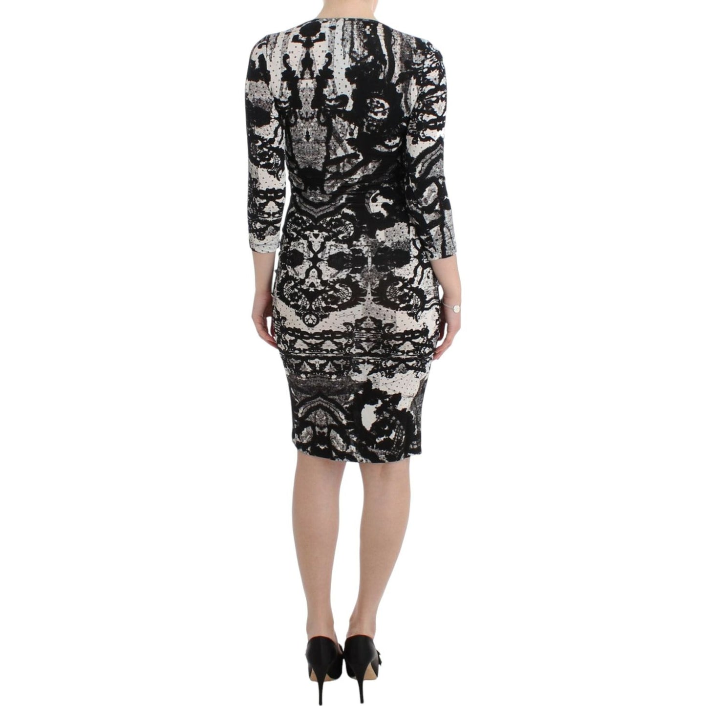 Cavalli Elegant Printed Jersey Sheath Dress Cavalli Gray