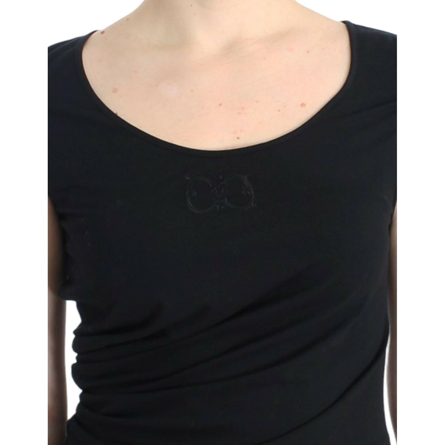 Cavalli Elegant Cap Sleeve Black Top Cavalli Wheat