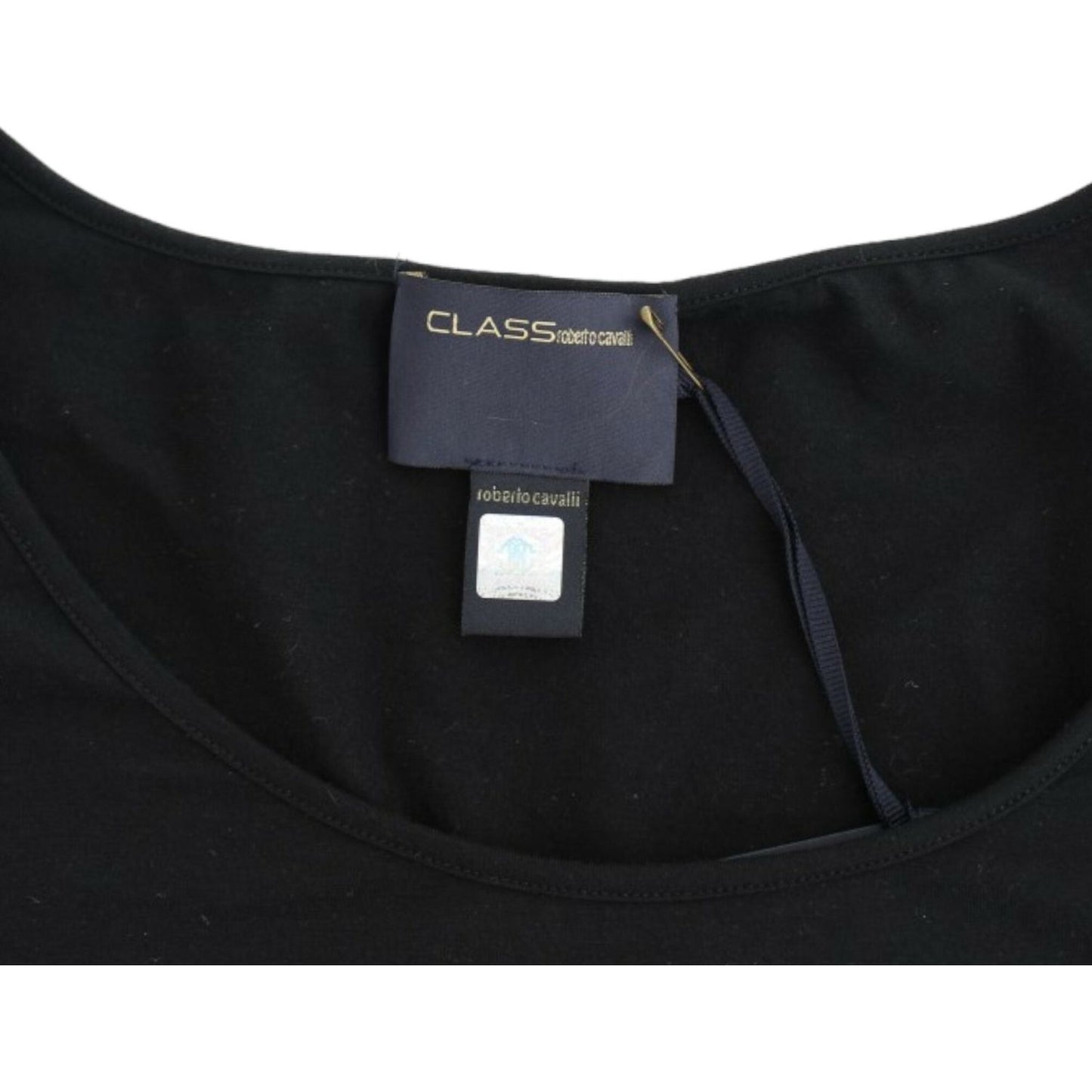 Cavalli Elegant Cap Sleeve Black Top Cavalli Black