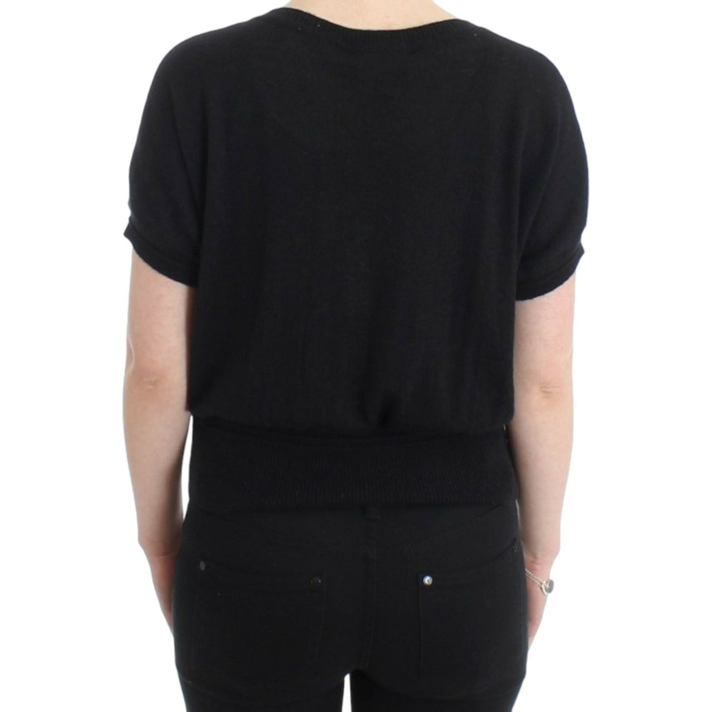 Cavalli Elegant Short Sleeved Black Jumper Cavalli Black
