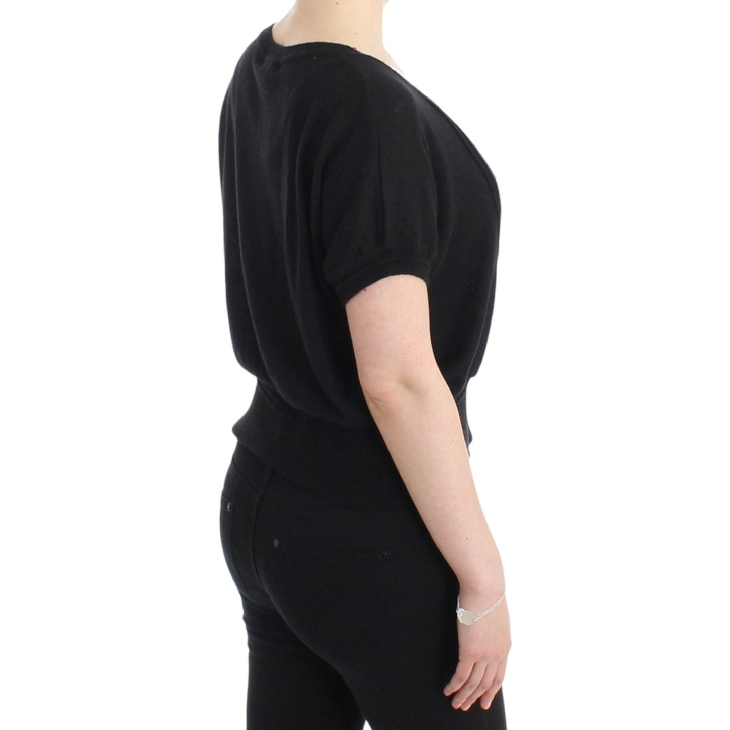 Cavalli Elegant Short Sleeved Black Jumper Cavalli Black