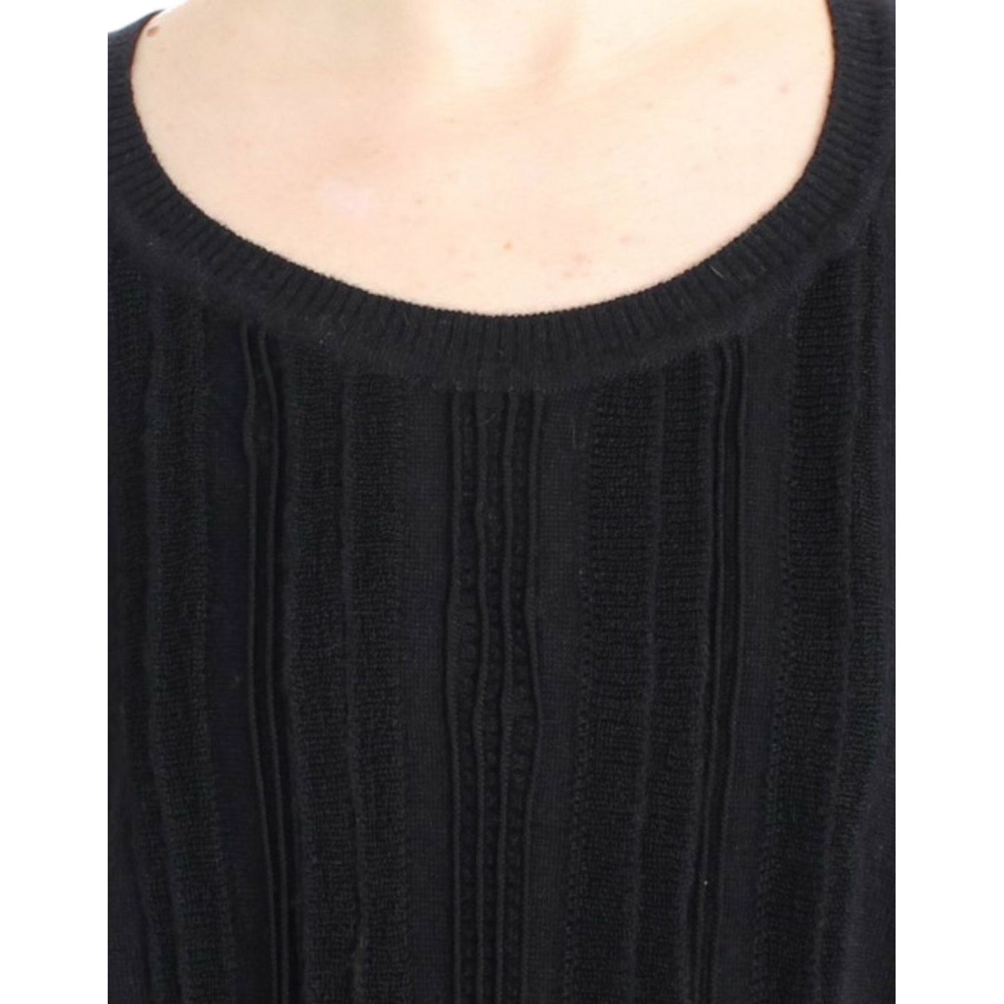 Cavalli Elegant Short Sleeved Black Jumper Cavalli Bisque