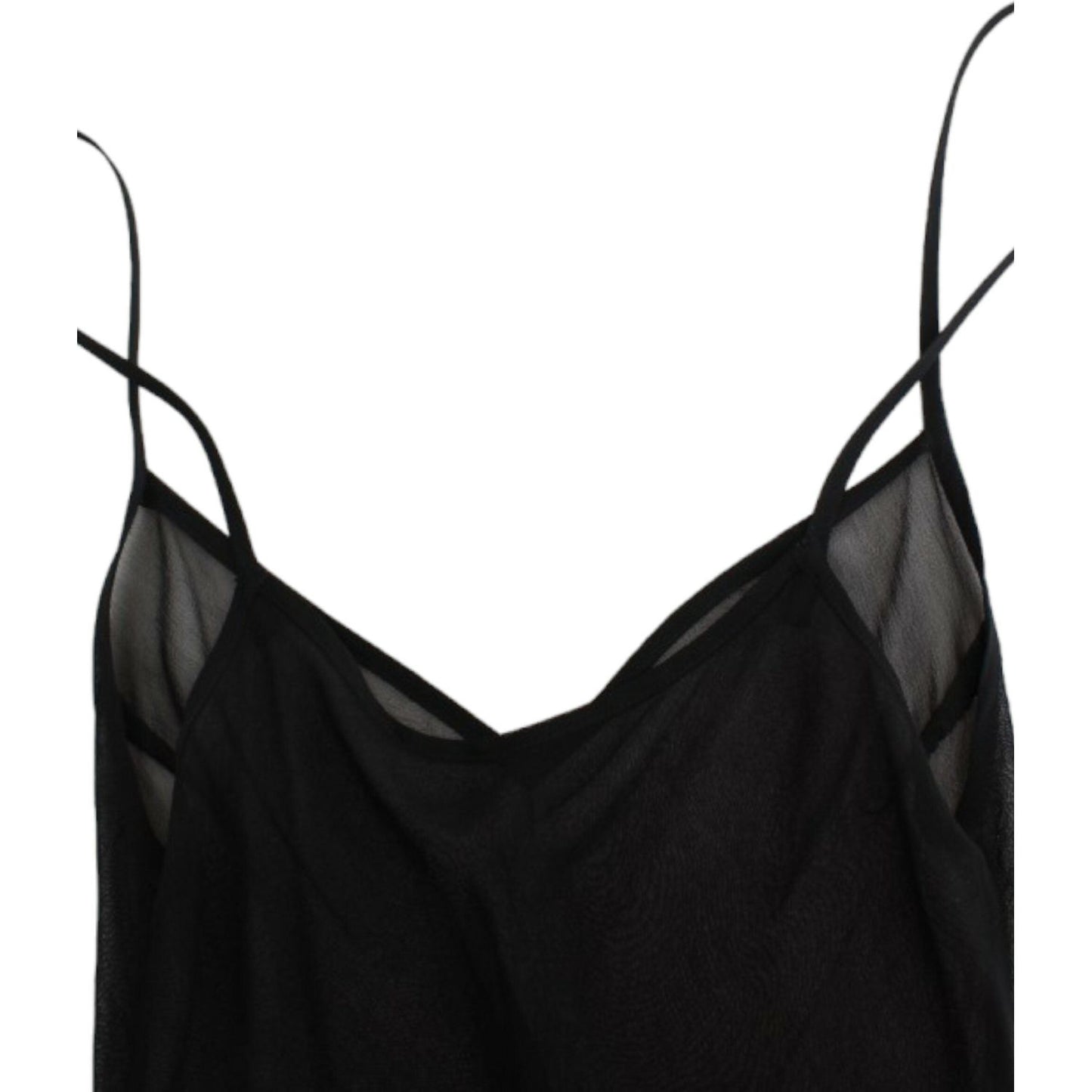 Cavalli Elegant Sheer Black Silk Blouson Dress Cavalli Black