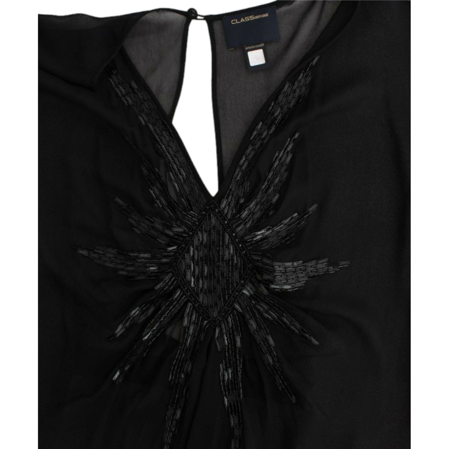 Cavalli Elegant Sheer Black Silk Blouson Dress Cavalli Black