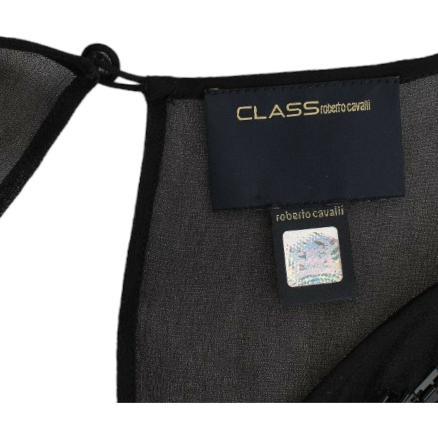 Cavalli Elegant Sheer Black Silk Blouson Dress Cavalli Dark Slate Gray