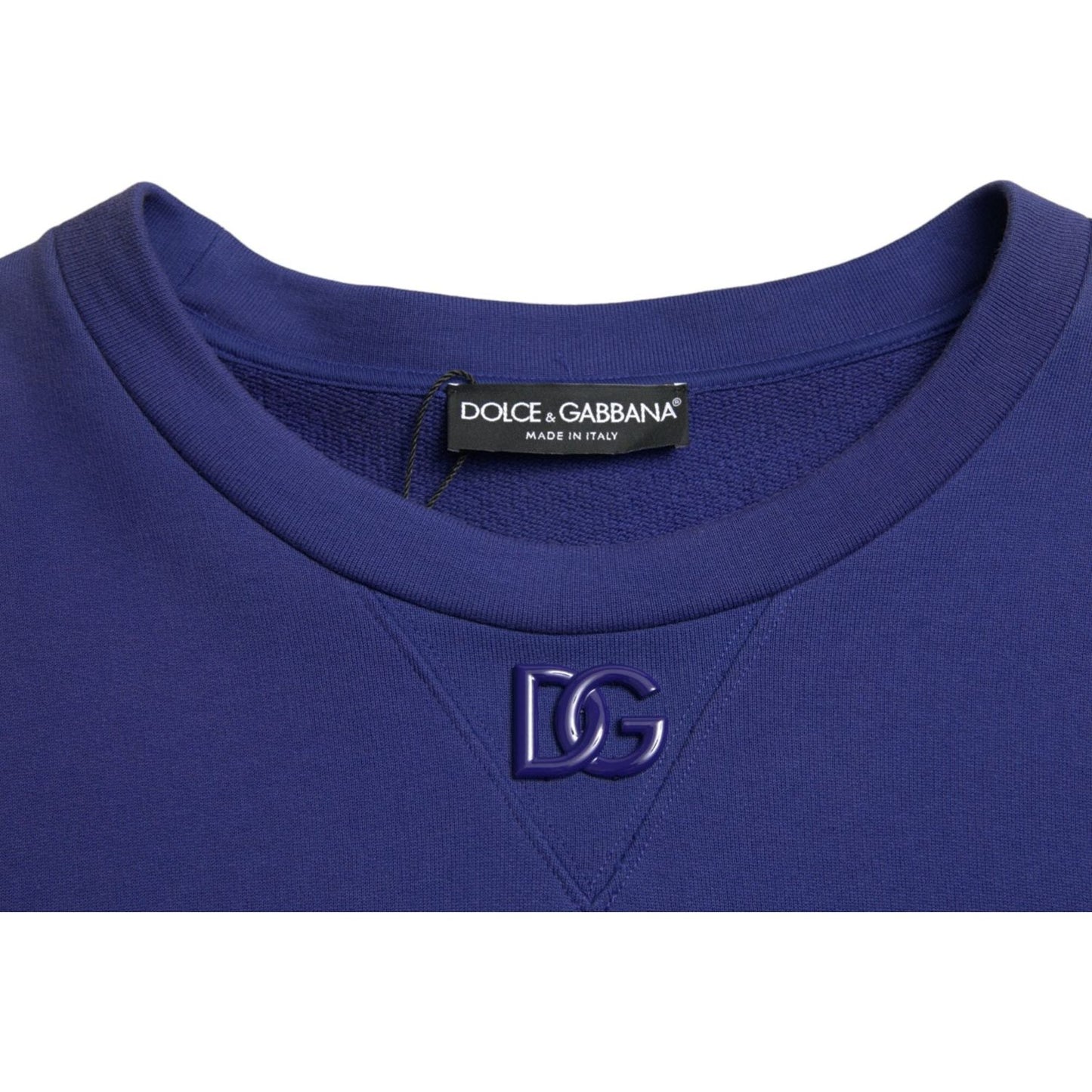 Dolce & Gabbana Royal Blue Cotton Crewneck Sweater Dolce & Gabbana Midnight Blue