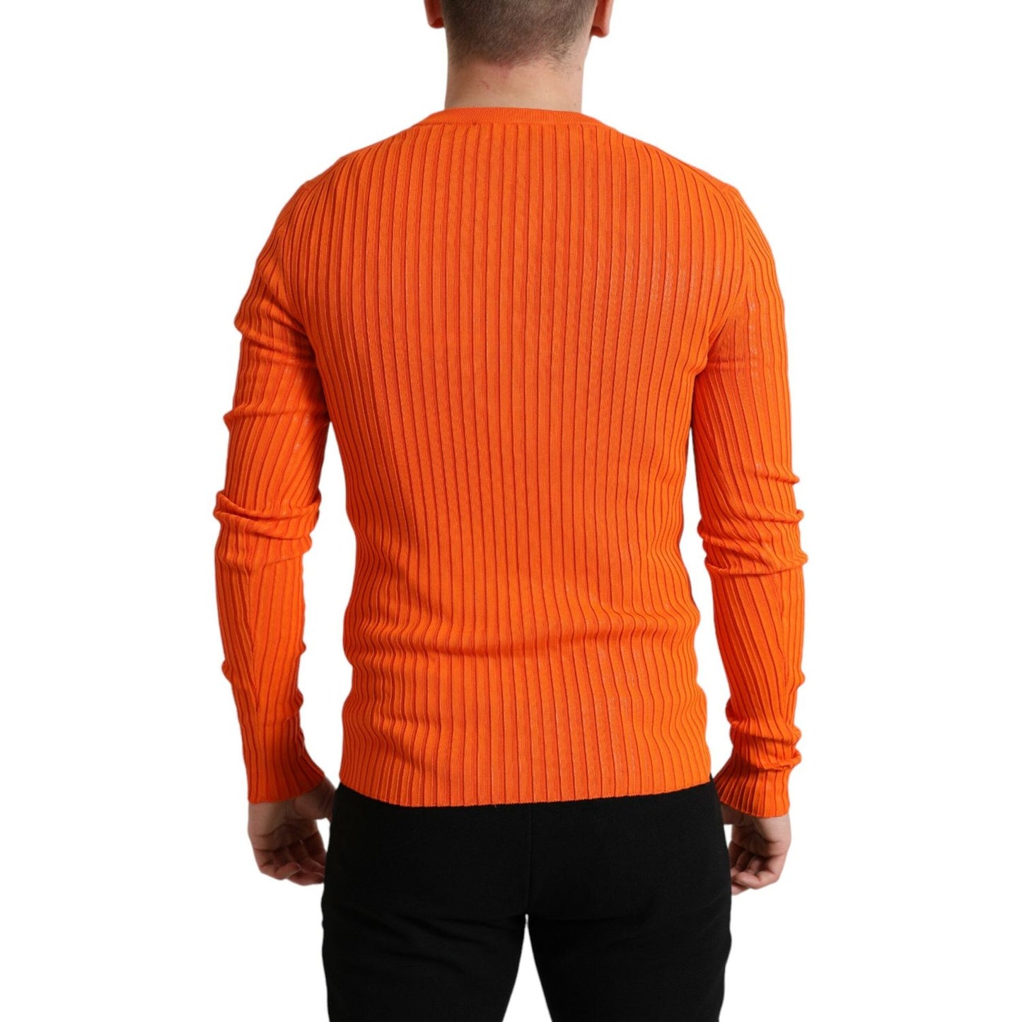 Dolce & Gabbana Sleek Sunset Orange Knitted Pullover Sweater Dolce & Gabbana Chocolate